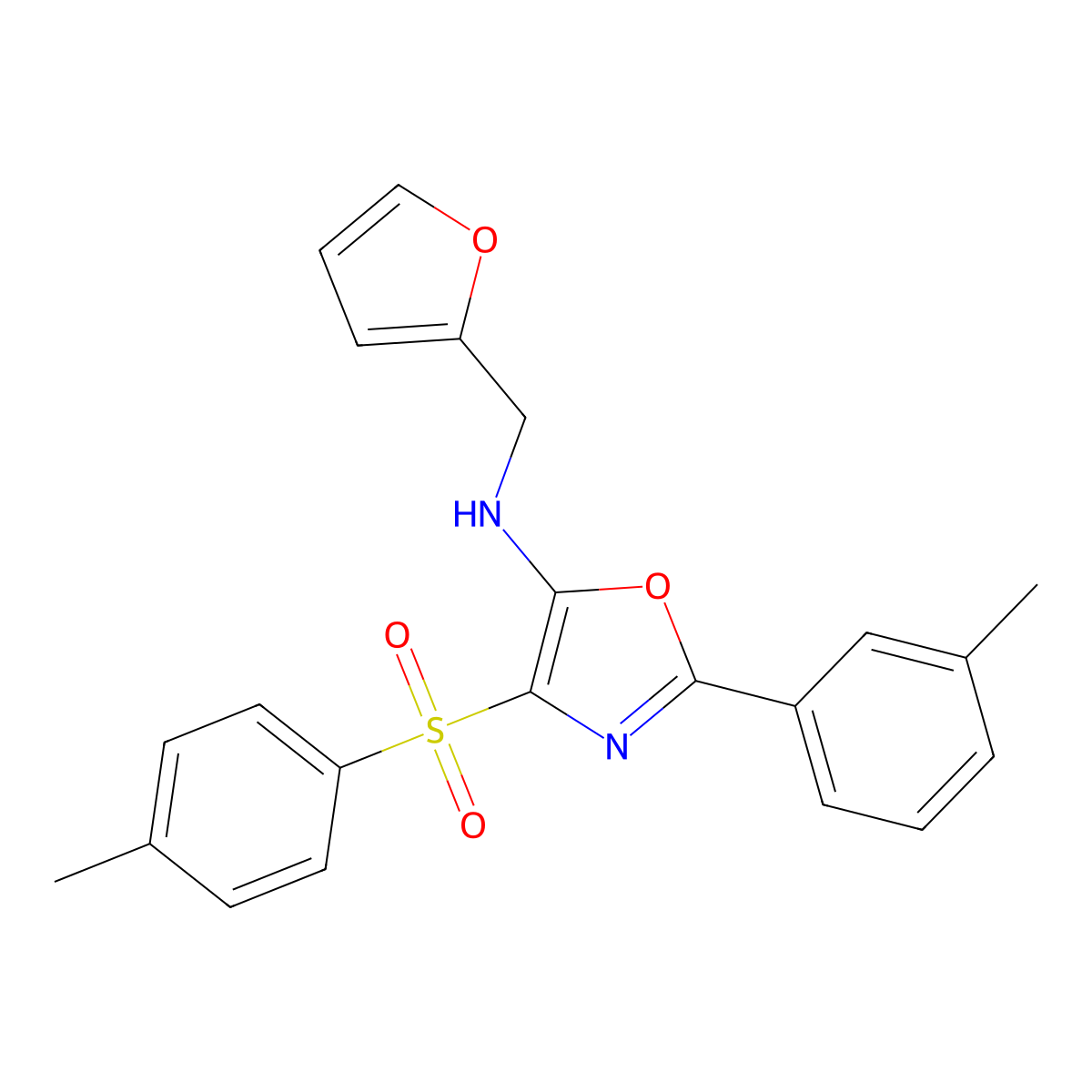 N-(furan-2-ylmethyl)-2-(m-tolyl)-4-tosyloxazol-5-amine molecular structure, CAS 862738-63-4