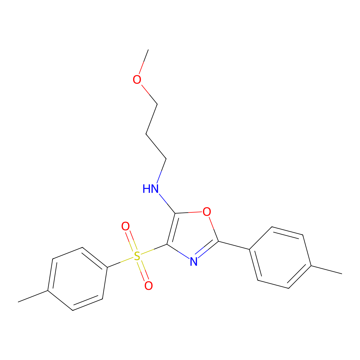 N-(3-methoxypropyl)-2-(p-tolyl)-4-tosyloxazol-5-amine molecular structure, CAS 862739-46-6