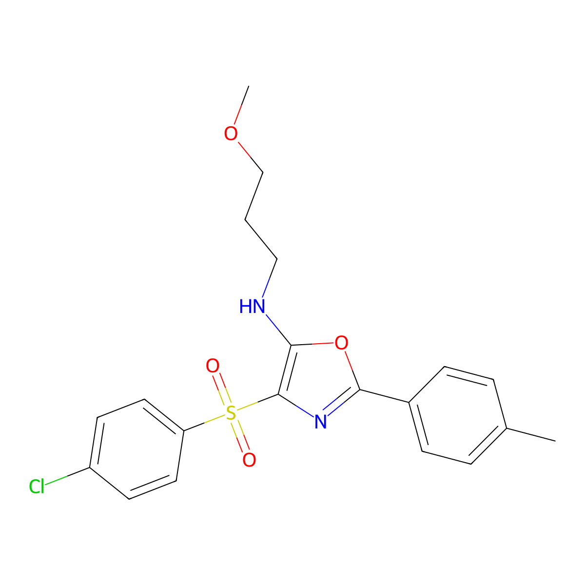 4-(4-Chlorobenzenesulfonyl)-N-(3-methoxypropyl)-2-(4-methylphenyl)-1,3-oxazol-5-amine molecular structure, CAS 862739-48-8