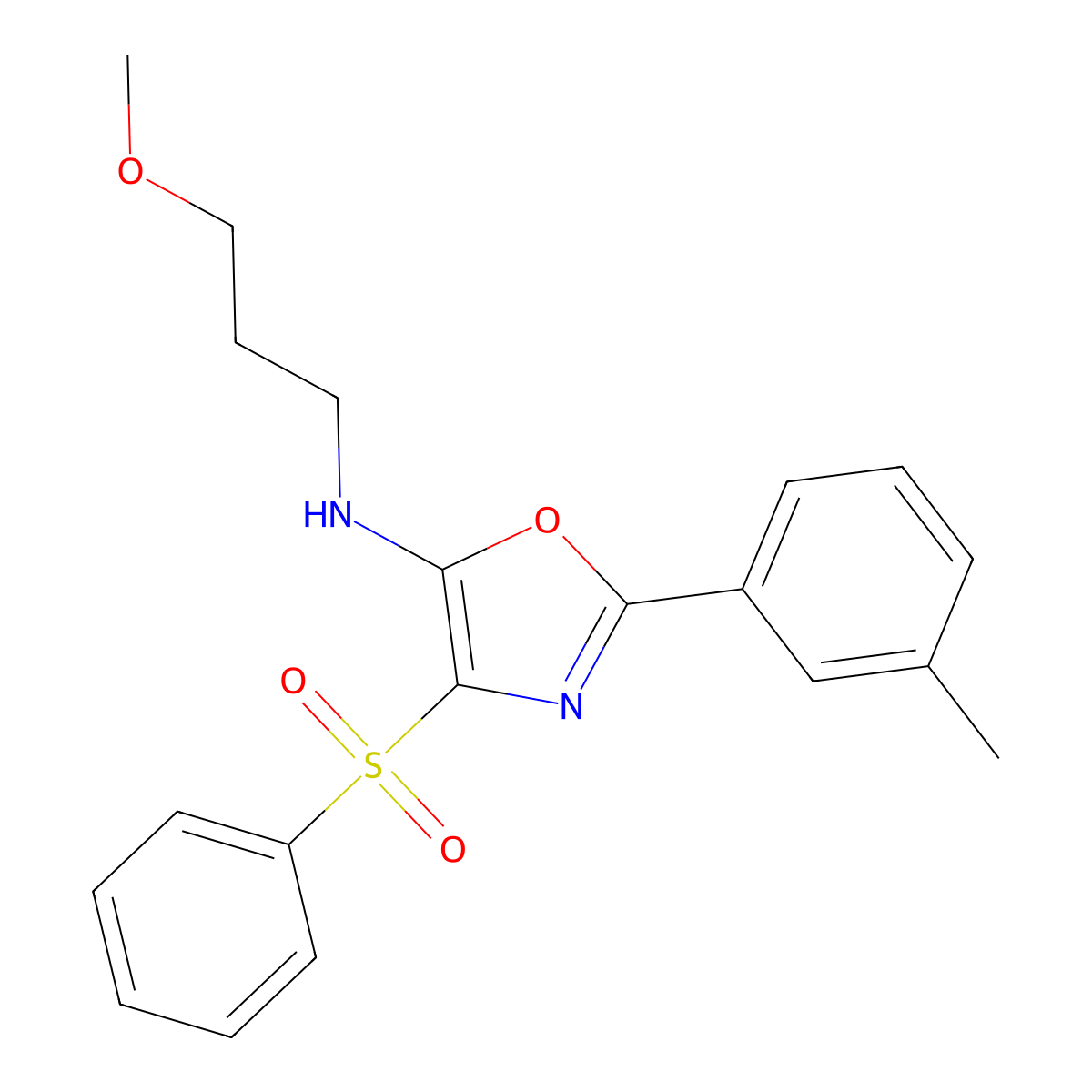 N-(3-methoxypropyl)-4-(phenylsulfonyl)-2-(m-tolyl)oxazol-5-amine molecular structure, CAS 862739-55-7
