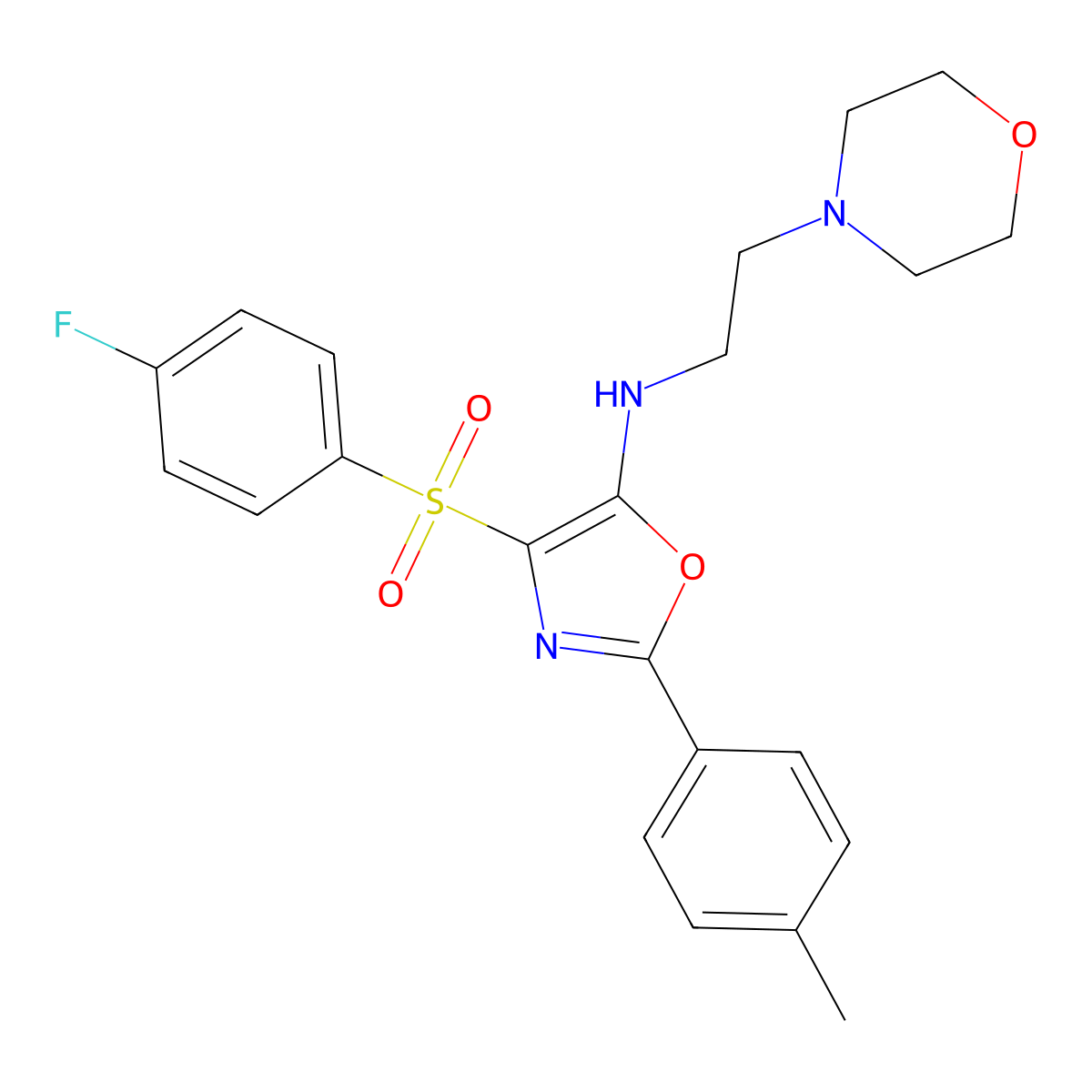 4-((4-fluorophenyl)sulfonyl)-N-(2-morpholinoethyl)-2-(p-tolyl)oxazol-5-amine molecular structure, CAS 862739-93-3