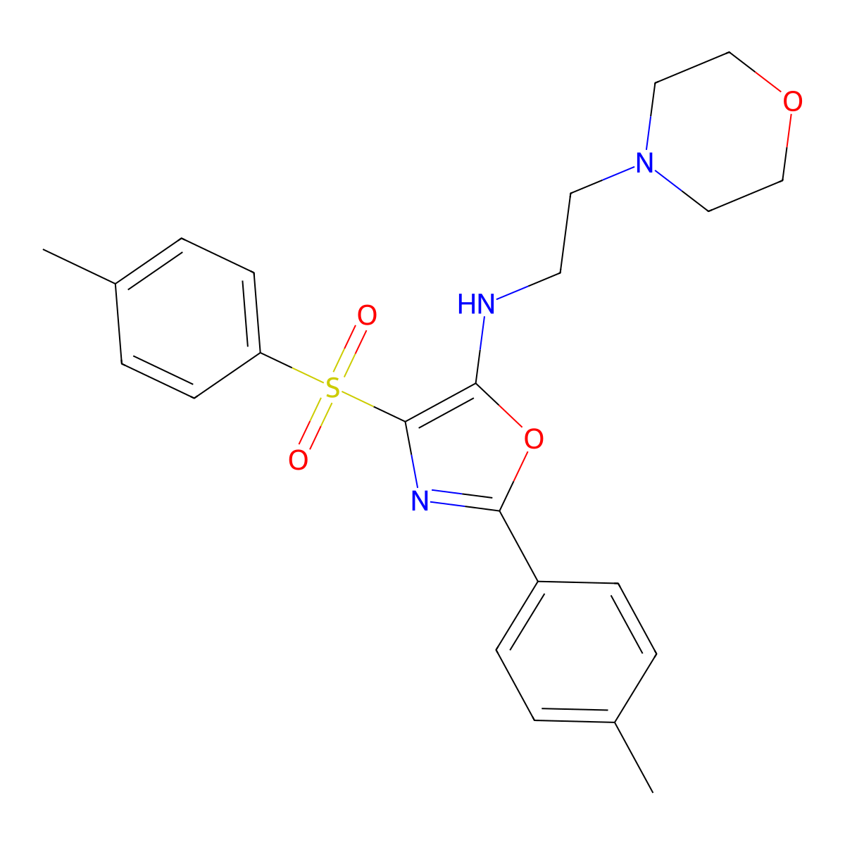 N-(2-morpholinoethyl)-2-(p-tolyl)-4-tosyloxazol-5-amine molecular structure, CAS 862739-94-4