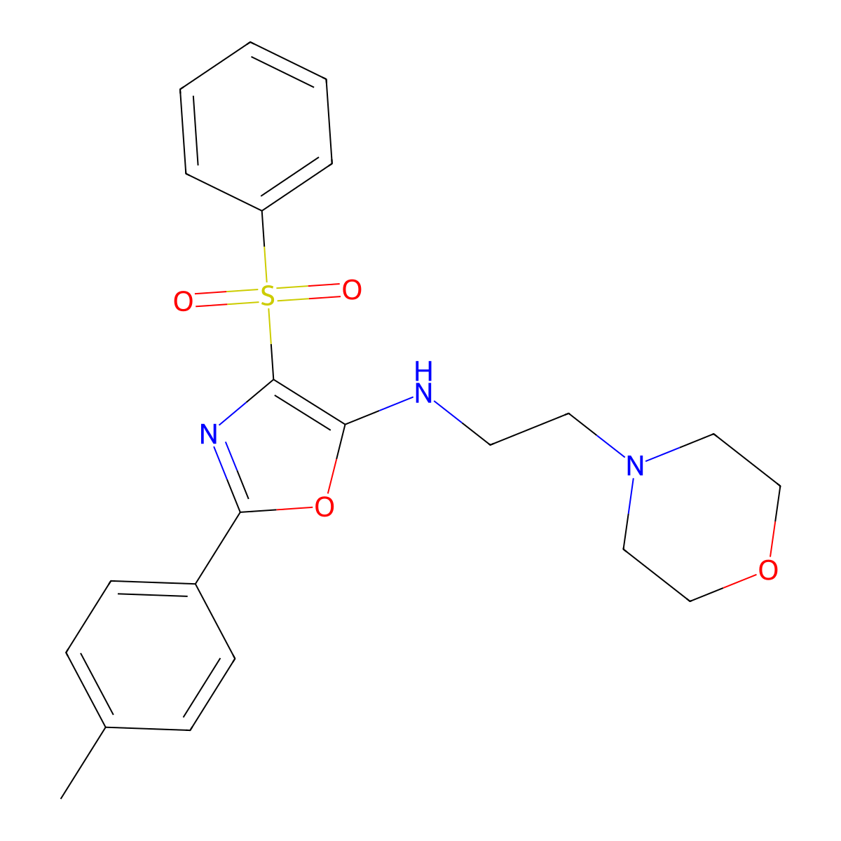 N-(2-morpholinoethyl)-4-(phenylsulfonyl)-2-(p-tolyl)oxazol-5-amine molecular structure, CAS 862739-95-5