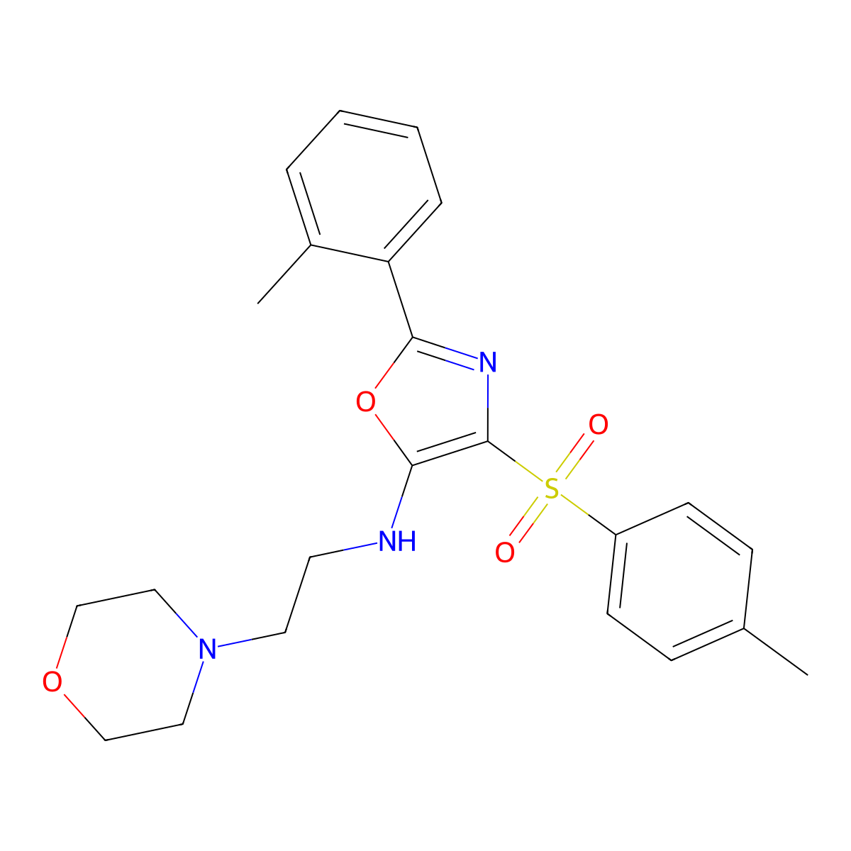 N-(2-morpholinoethyl)-2-(o-tolyl)-4-tosyloxazol-5-amine molecular structure, CAS 862740-01-0