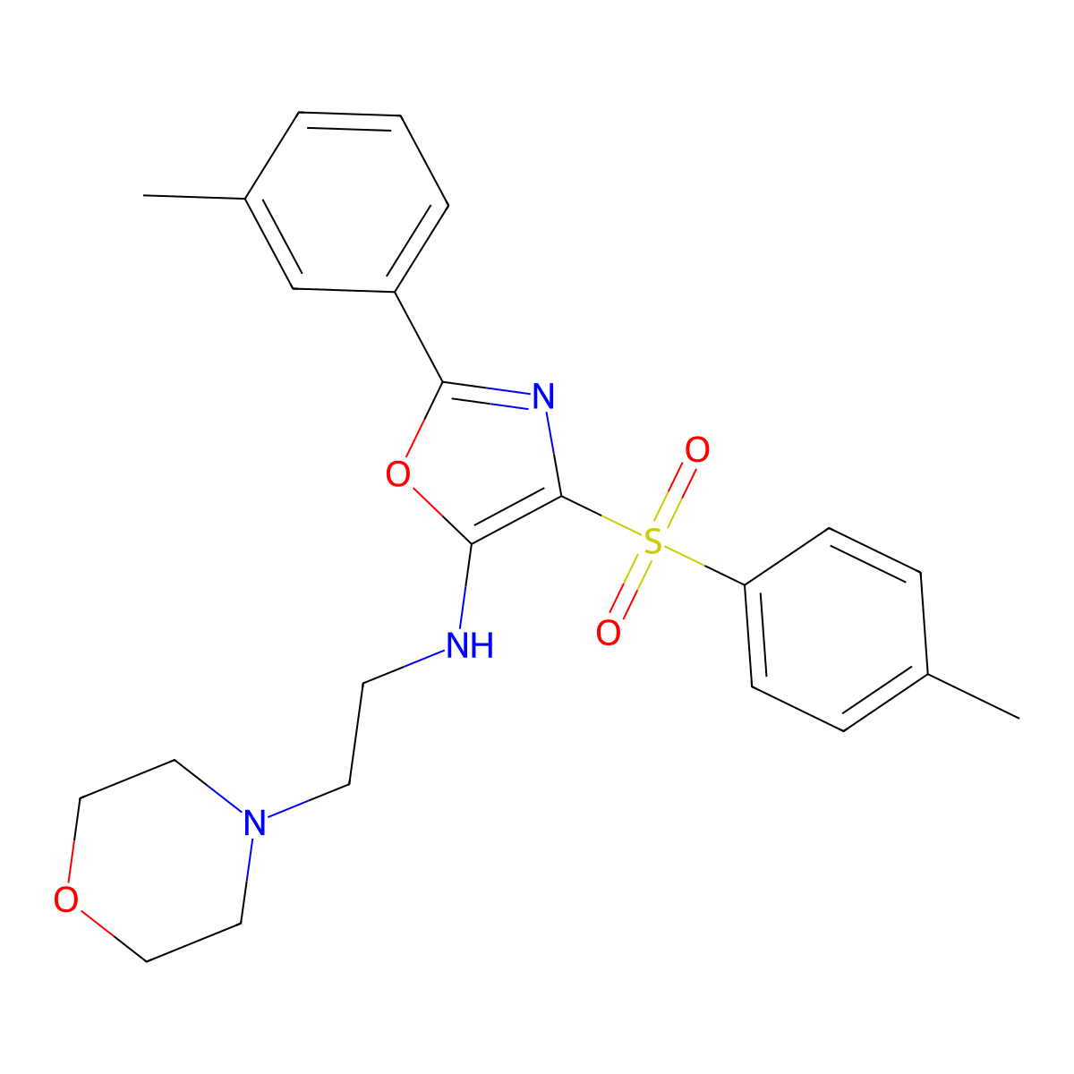 N-(2-morpholinoethyl)-2-(m-tolyl)-4-tosyloxazol-5-amine molecular structure, CAS 862740-05-4