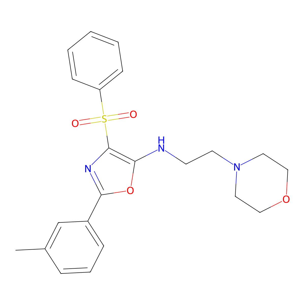 N-(2-morpholinoethyl)-4-(phenylsulfonyl)-2-(m-tolyl)oxazol-5-amine molecular structure, CAS 862740-06-5