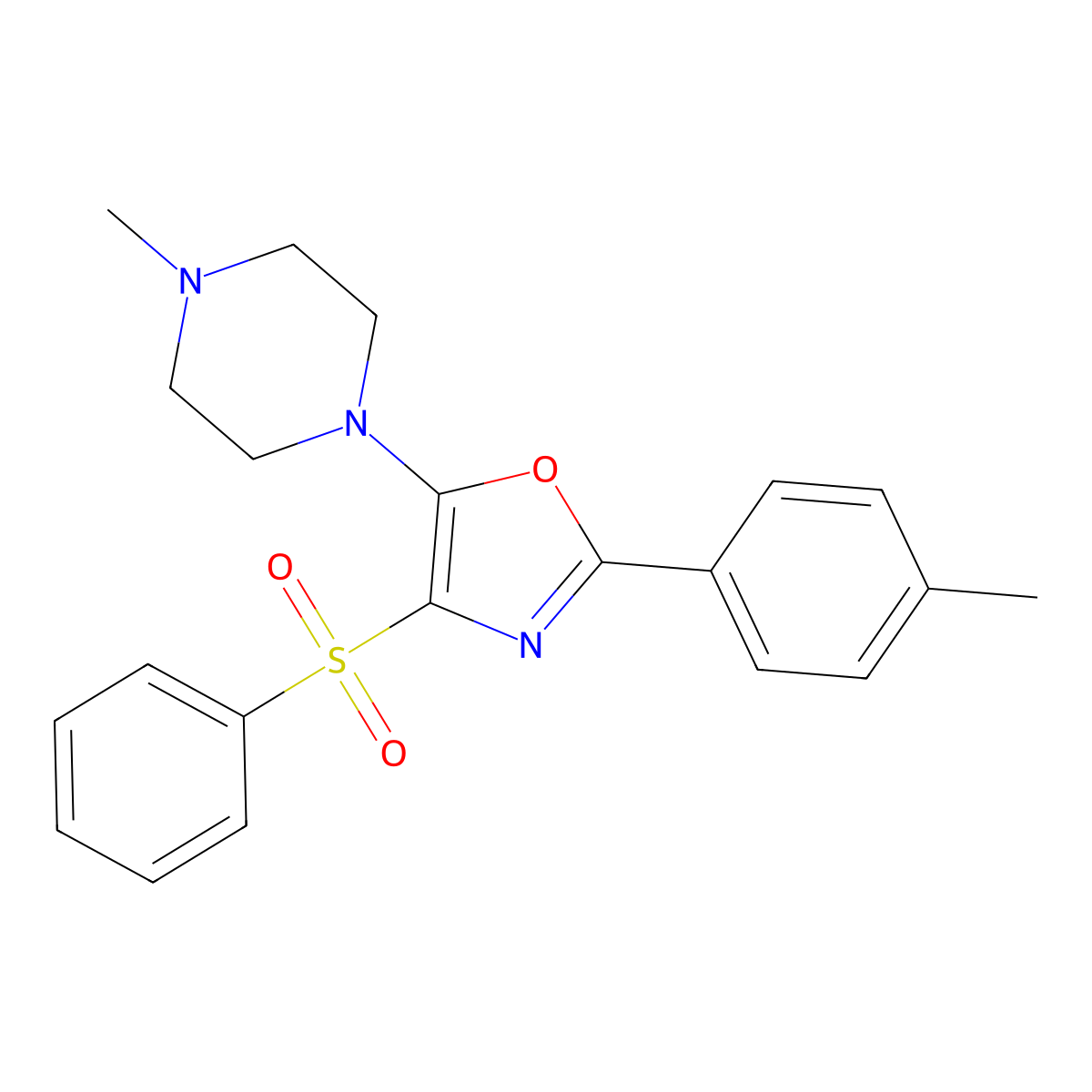 5-(4-Methylpiperazin-1-yl)-4-(phenylsulfonyl)-2-(p-tolyl)oxazole molecular structure, CAS 862741-04-6