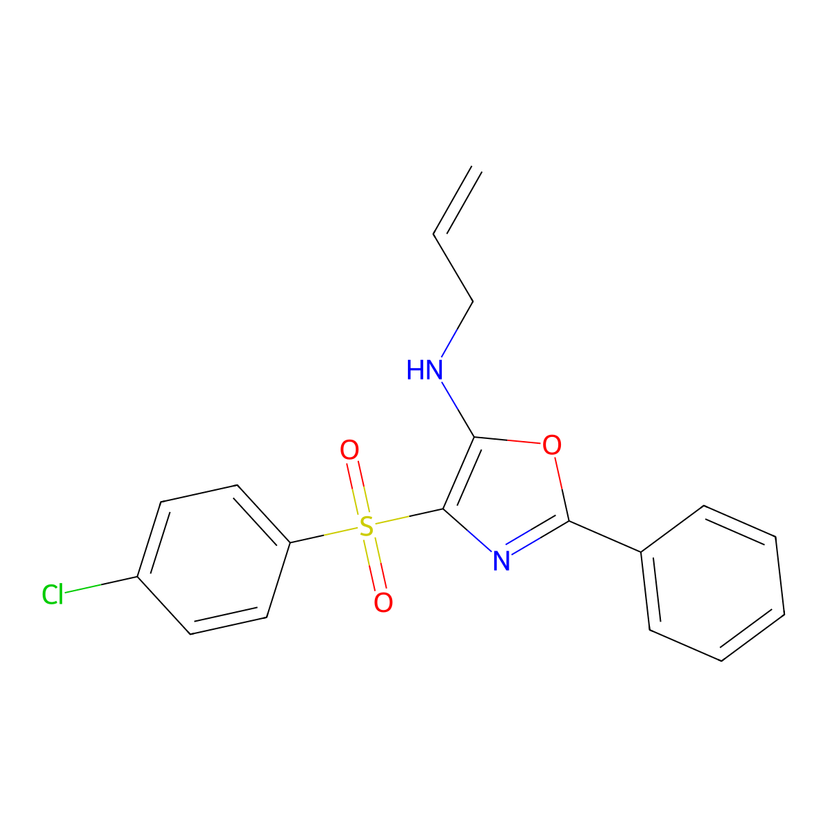 N-allyl-4-((4-chlorophenyl)sulfonyl)-2-phenyloxazol-5-amine molecular structure, CAS 862741-46-6