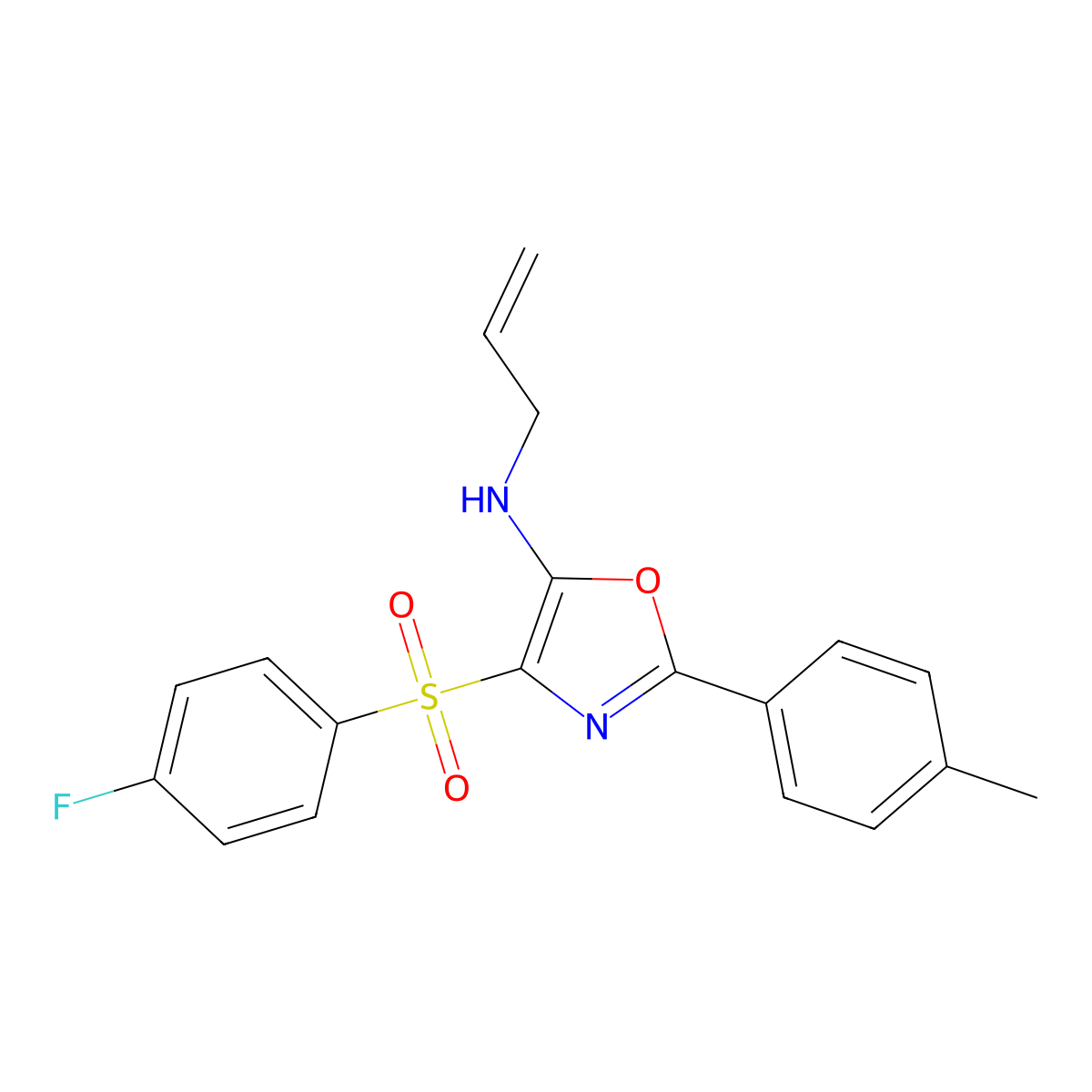N-allyl-4-((4-fluorophenyl)sulfonyl)-2-(p-tolyl)oxazol-5-amine molecular structure, CAS 862741-47-7