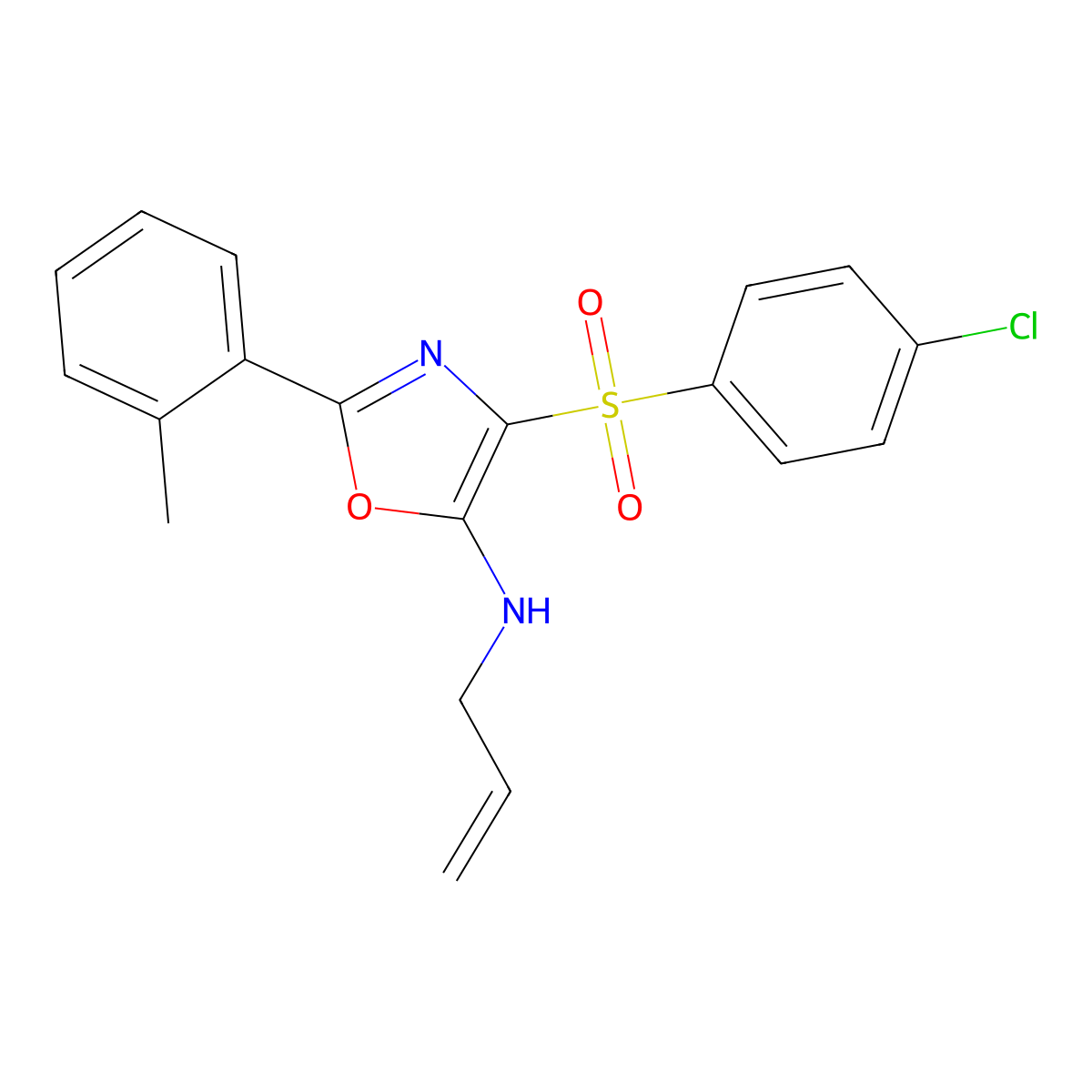 N-allyl-4-((4-chlorophenyl)sulfonyl)-2-(o-tolyl)oxazol-5-amine molecular structure, CAS 862741-59-1