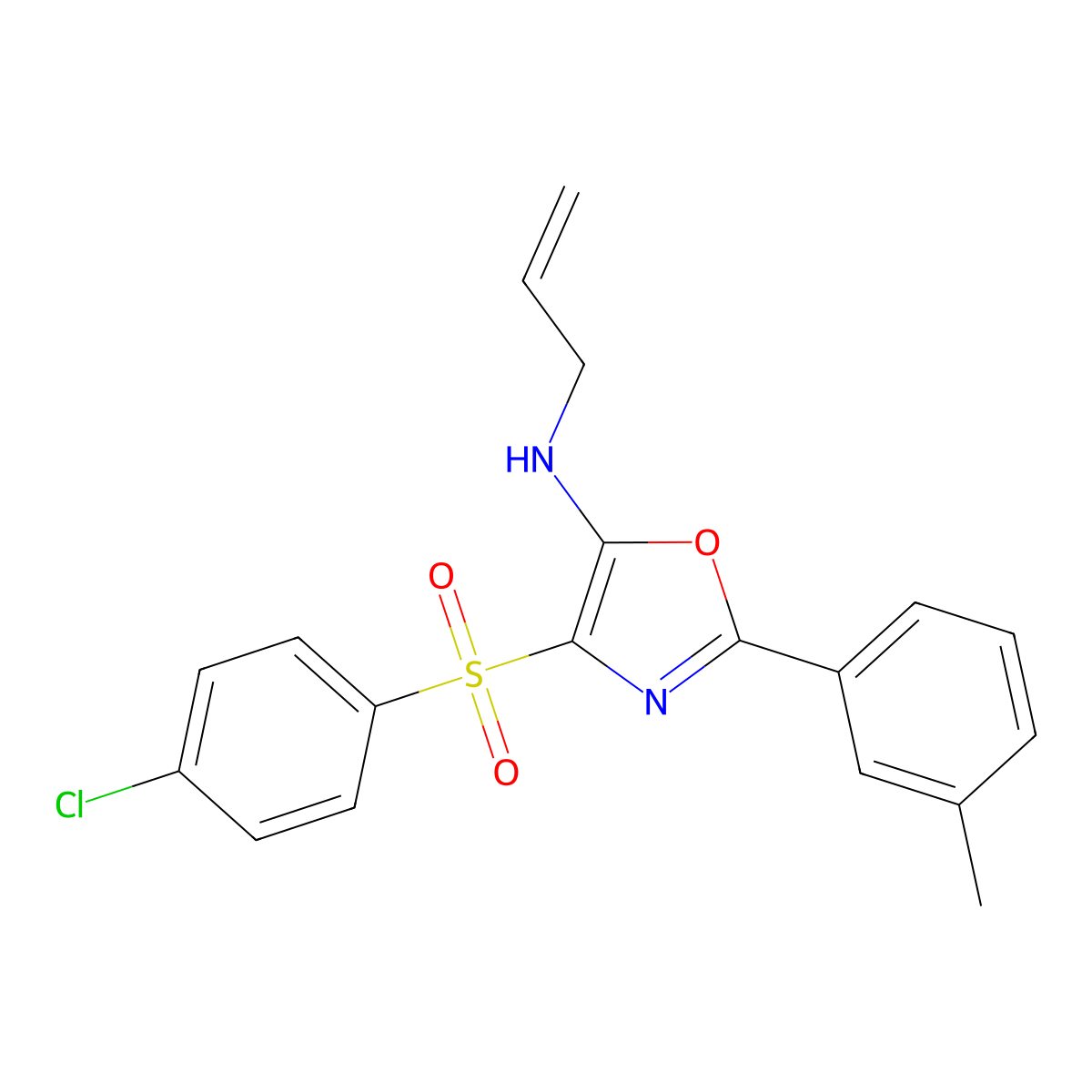 N-allyl-4-((4-chlorophenyl)sulfonyl)-2-(m-tolyl)oxazol-5-amine molecular structure, CAS 862741-65-9