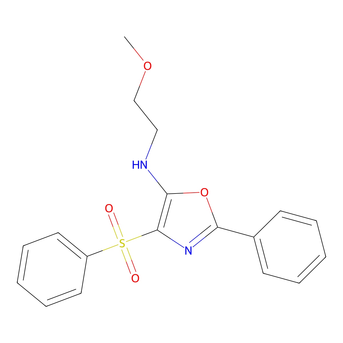 4-(benzenesulfonyl)-N-(2-methoxyethyl)-2-phenyl-1,3-oxazol-5-amine molecular structure, CAS 862741-67-1