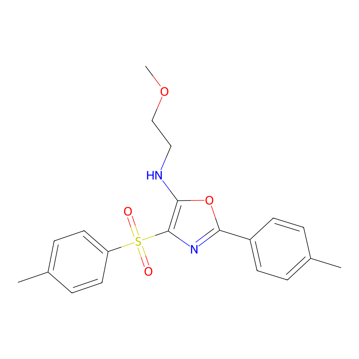 N-(2-Methoxyethyl)-4-(4-methylbenzenesulfonyl)-2-(4-methylphenyl)-1,3-oxazol-5-amine molecular structure, CAS 862741-70-6