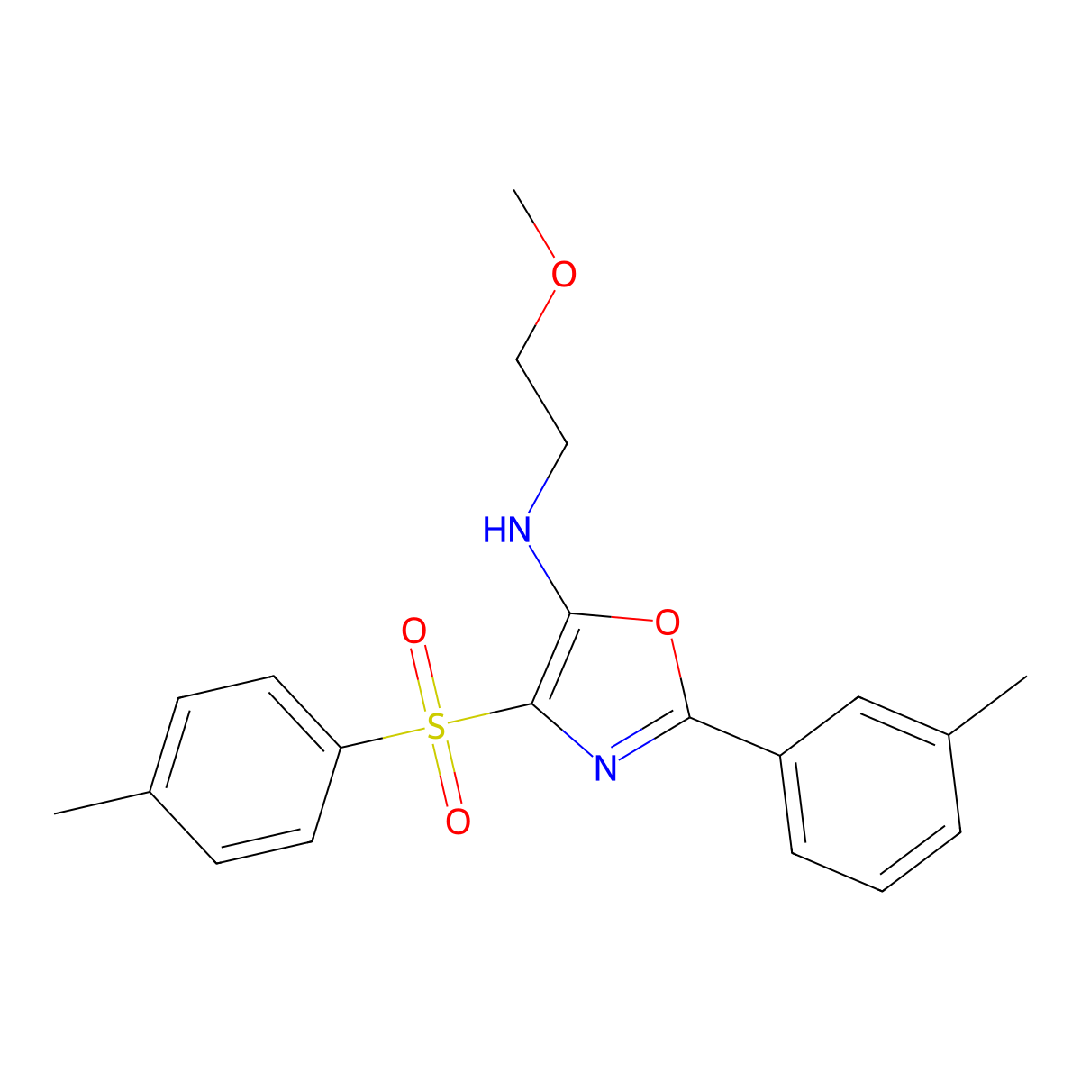 N-(2-methoxyethyl)-2-(m-tolyl)-4-tosyloxazol-5-amine molecular structure, CAS 862741-83-1
