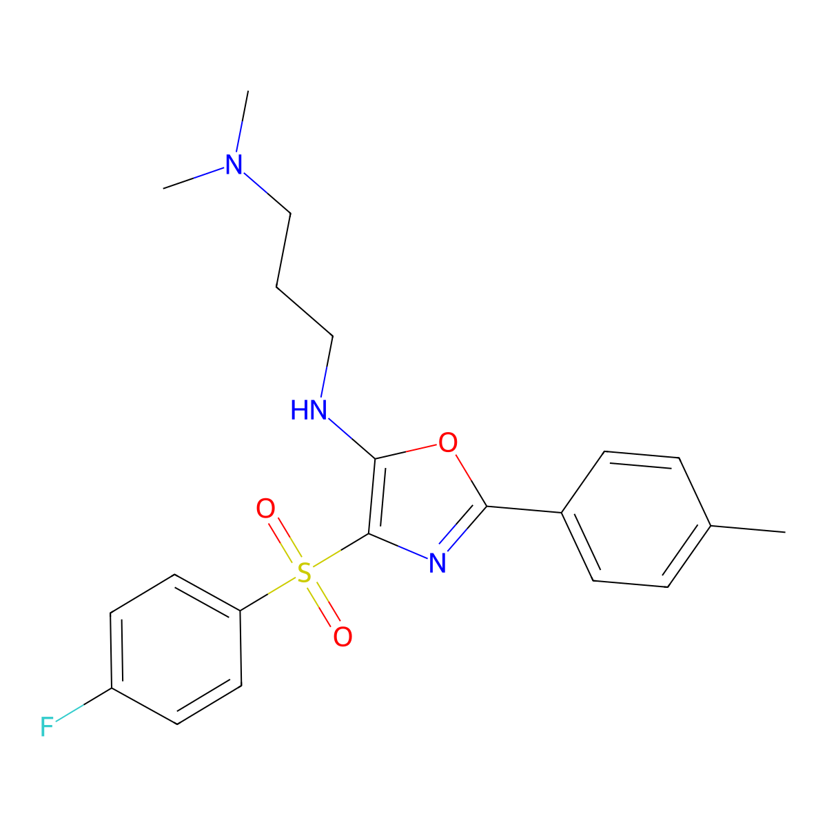 N-[3-(Dimethylamino)propyl]-4-(4-fluorobenzenesulfonyl)-2-(4-methylphenyl)-1,3-oxazol-5-amine molecular structure, CAS 862741-90-0