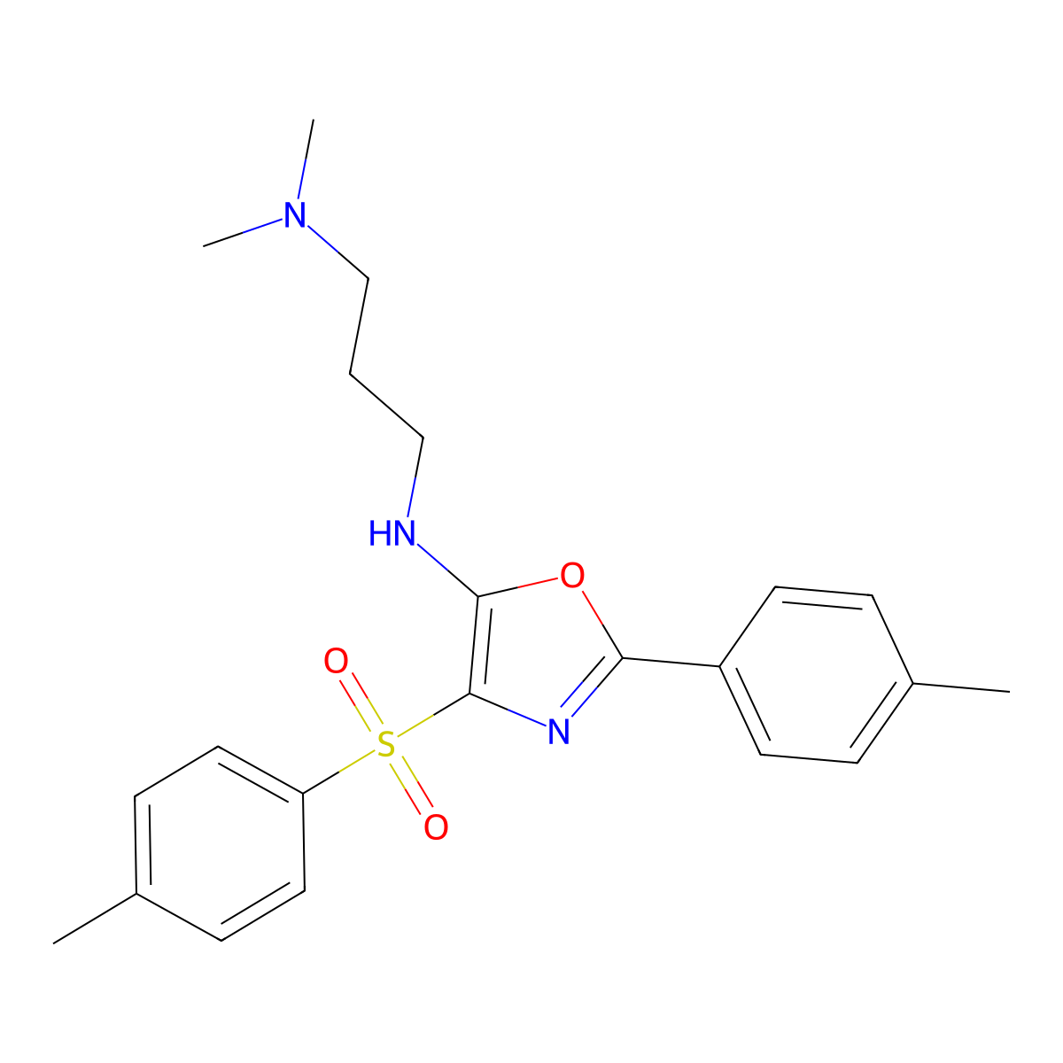 N1,N1-dimethyl-N3-(2-(p-tolyl)-4-tosyloxazol-5-yl)propane-1,3-diamine molecular structure, CAS 862741-91-1
