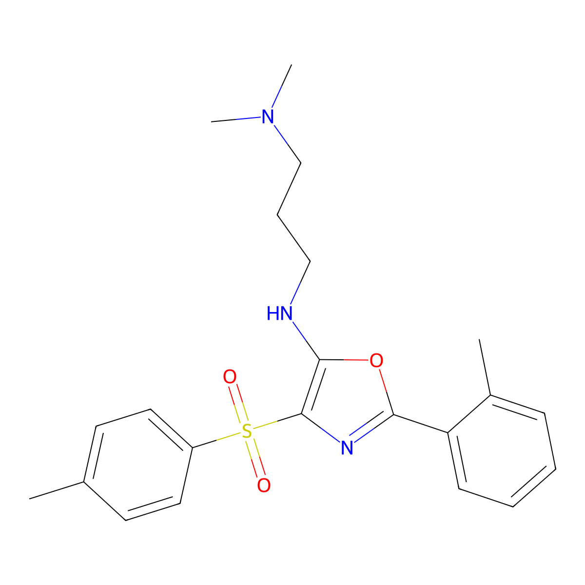 N1,N1-dimethyl-N3-(2-(o-tolyl)-4-tosyloxazol-5-yl)propane-1,3-diamine molecular structure, CAS 862741-99-9