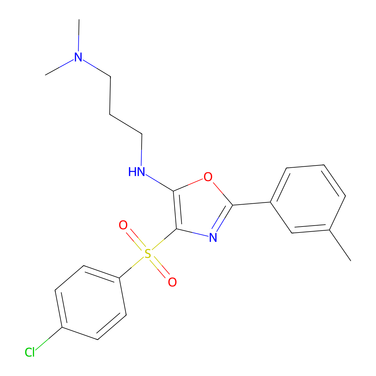 N1-(4-((4-chlorophenyl)sulfonyl)-2-(m-tolyl)oxazol-5-yl)-N3,N3-dimethylpropane-1,3-diamine molecular structure, CAS 862742-06-1