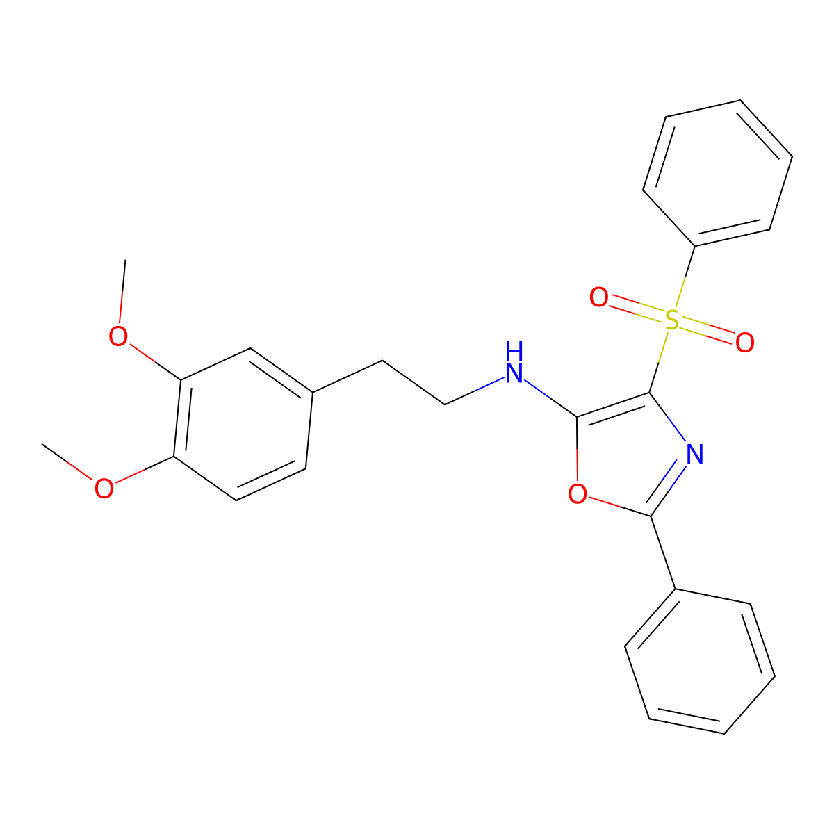 4-(benzenesulfonyl)-N-[2-(3,4-dimethoxyphenyl)ethyl]-2-phenyl-1,3-oxazol-5-amine molecular structure, CAS 862742-09-4