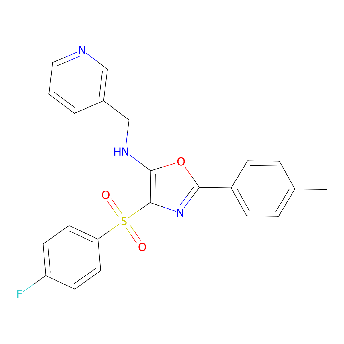 4-((4-fluorophenyl)sulfonyl)-N-(pyridin-3-ylmethyl)-2-(p-tolyl)oxazol-5-amine molecular structure, CAS 862758-64-3
