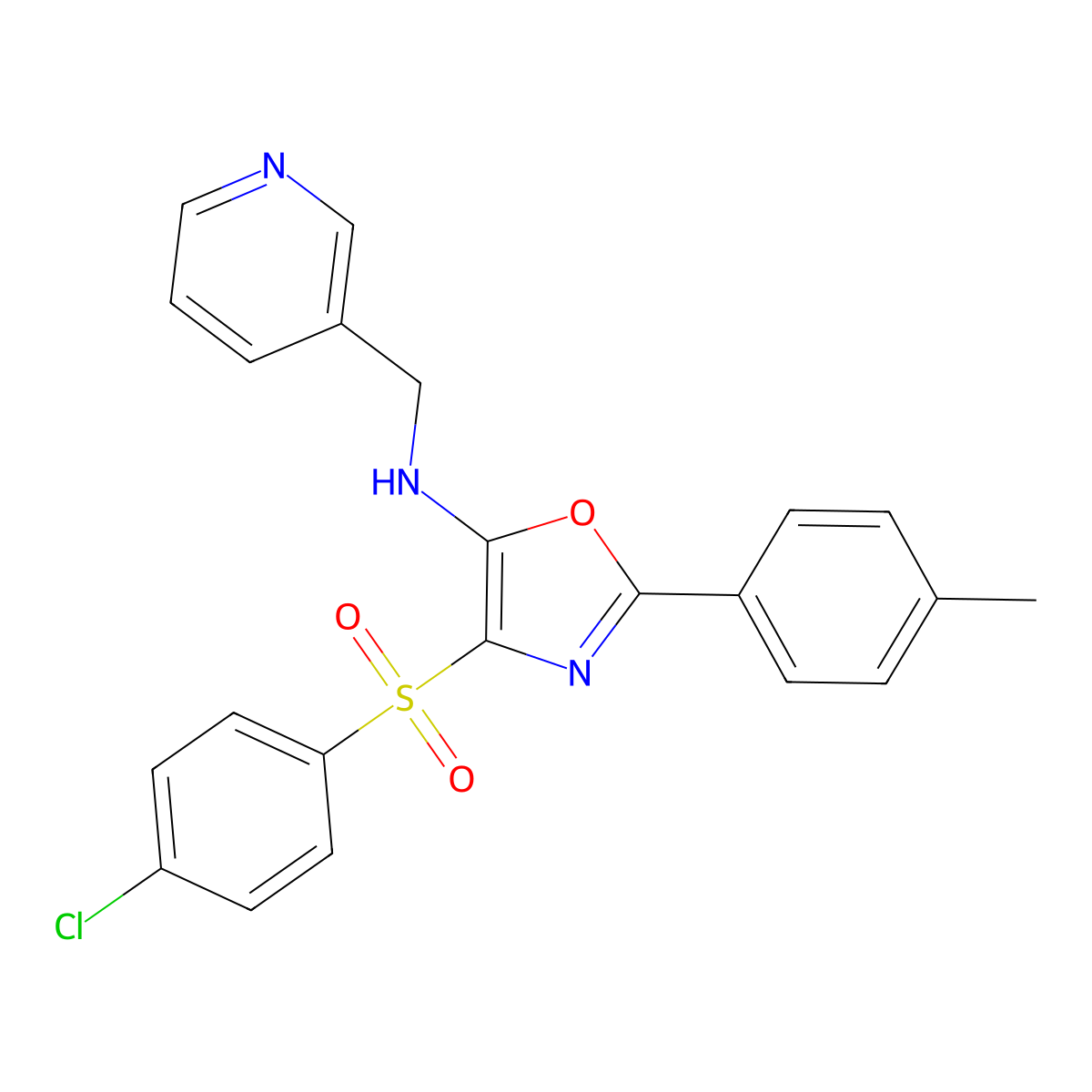 4-(4-chlorobenzenesulfonyl)-2-(4-methylphenyl)-N-[(pyridin-3-yl)methyl]-1,3-oxazol-5-amine molecular structure, CAS 862758-67-6