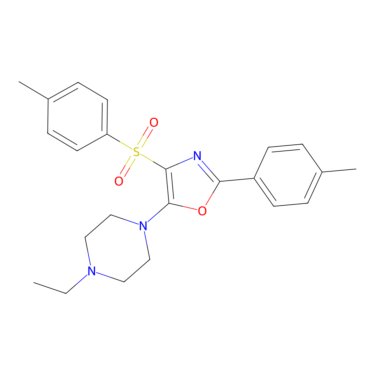 5-(4-Ethylpiperazin-1-yl)-2-(p-tolyl)-4-tosyloxazole molecular structure, CAS 862758-84-7