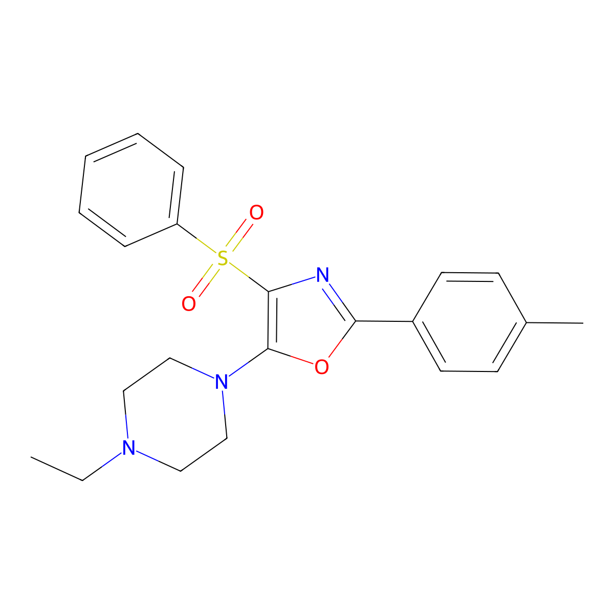 5-(4-Ethylpiperazin-1-yl)-4-(phenylsulfonyl)-2-(p-tolyl)oxazole molecular structure, CAS 862758-85-8