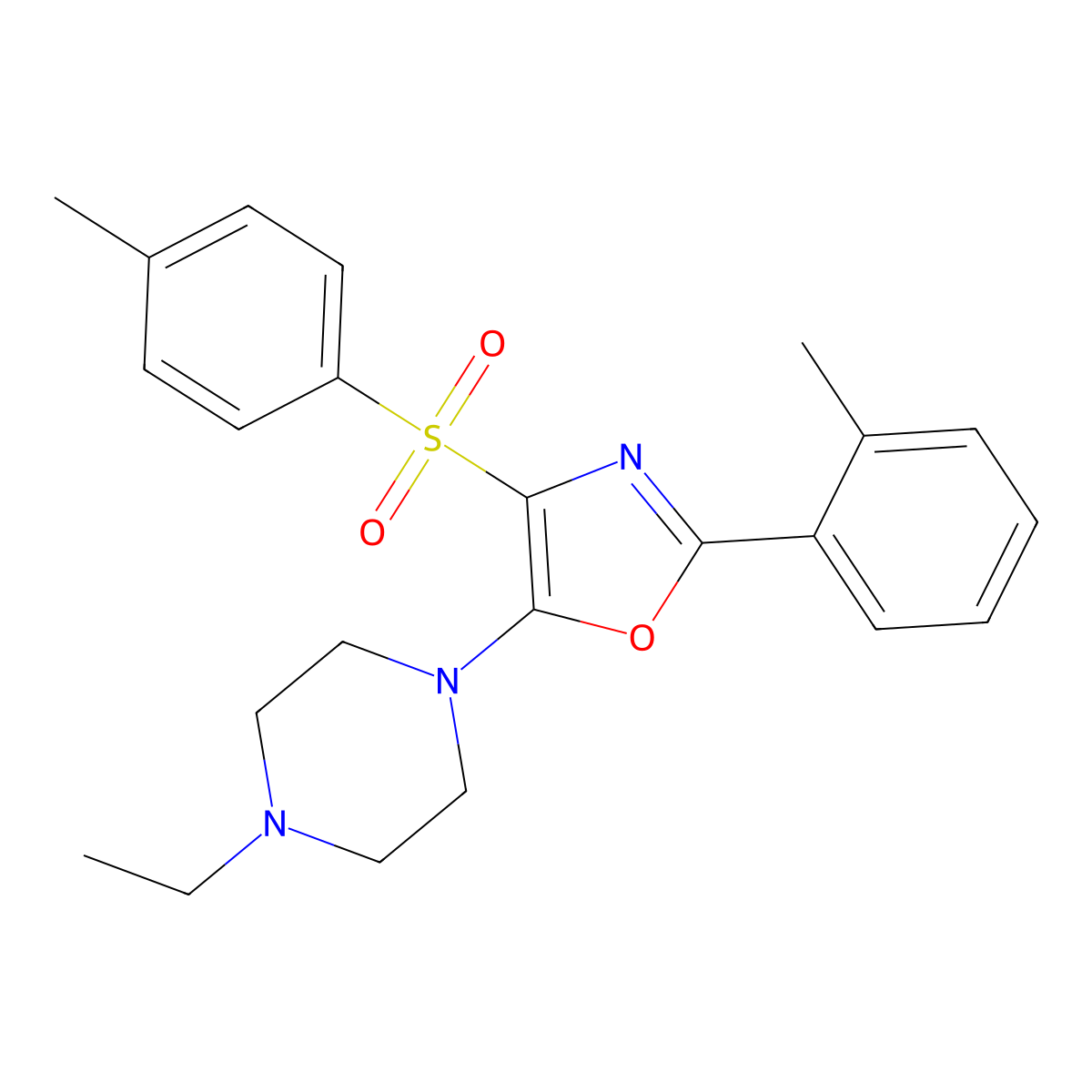 5-(4-Ethylpiperazin-1-yl)-2-(o-tolyl)-4-tosyloxazole molecular structure, CAS 862758-93-8