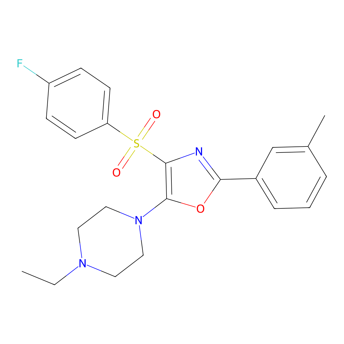 5-(4-Ethylpiperazin-1-yl)-4-((4-fluorophenyl)sulfonyl)-2-(m-tolyl)oxazole molecular structure, CAS 862758-97-2