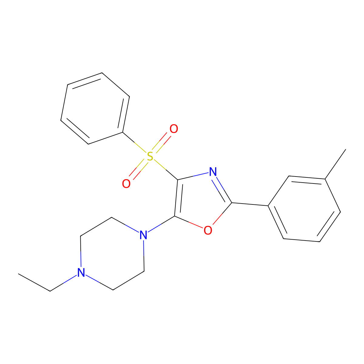 5-(4-Ethylpiperazin-1-yl)-4-(phenylsulfonyl)-2-(m-tolyl)oxazole molecular structure, CAS 862758-99-4