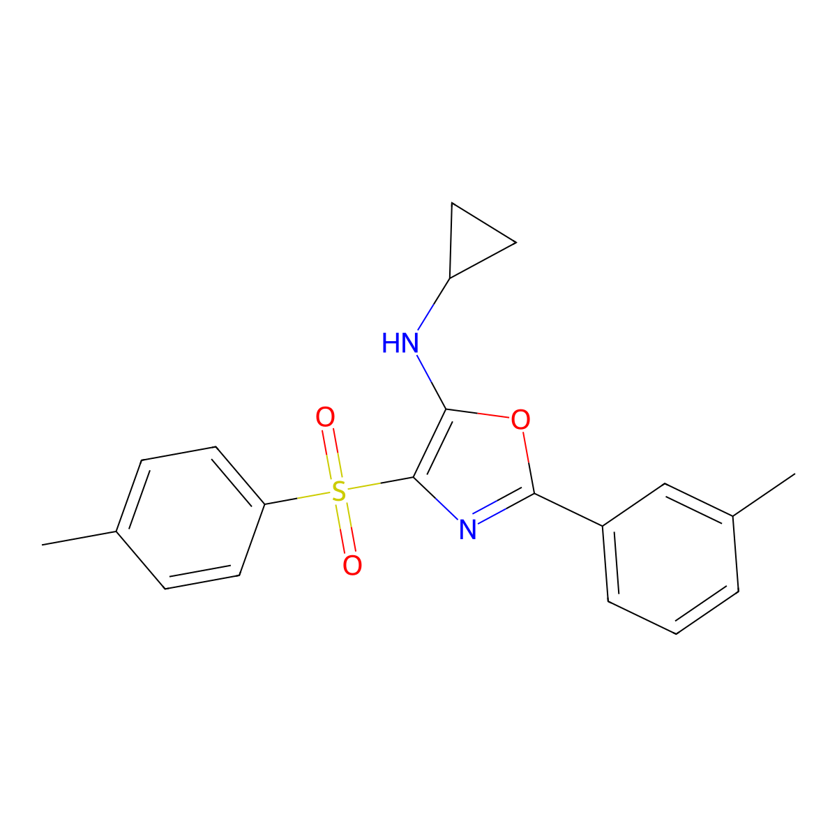 N-cyclopropyl-2-(m-tolyl)-4-tosyloxazol-5-amine molecular structure, CAS 862761-05-5
