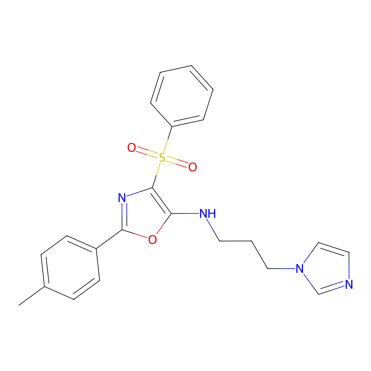N-(3-(1H-imidazol-1-yl)propyl)-4-(phenylsulfonyl)-2-(p-tolyl)oxazol-5-amine molecular structure, CAS 862761-68-0