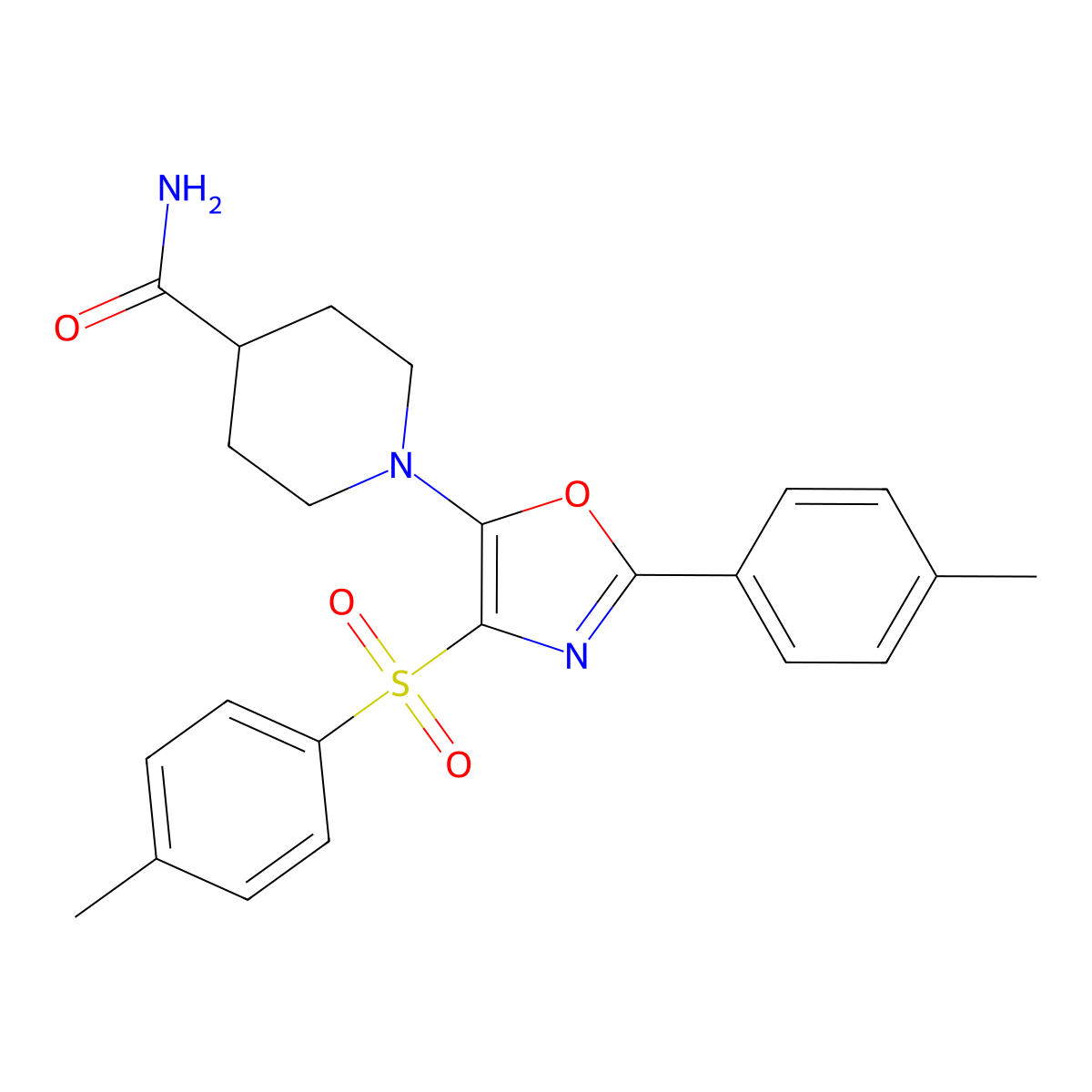 1-(2-(p-Tolyl)-4-tosyloxazol-5-yl)piperidine-4-carboxamide molecular structure, CAS 862763-59-5
