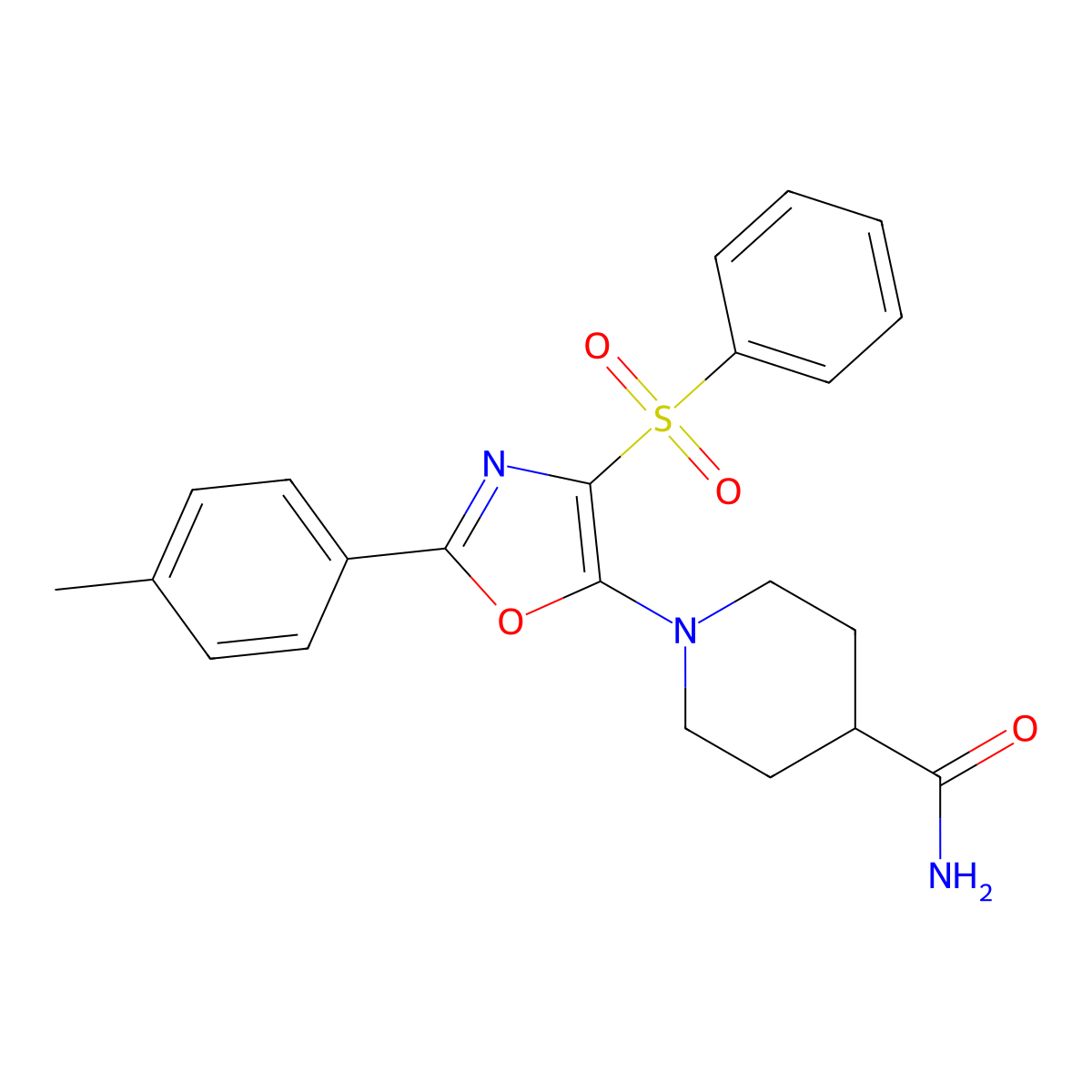 1-[2-(4-Methylphenyl)-4-(phenylsulfonyl)-1,3-oxazol-5-yl]piperidine-4-carboxamide molecular structure, CAS 862763-60-8