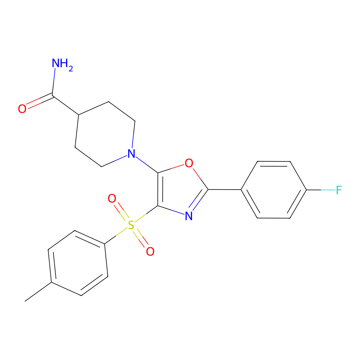 1-(2-(4-Fluorophenyl)-4-tosyloxazol-5-yl)piperidine-4-carboxamide molecular structure, CAS 862763-64-2