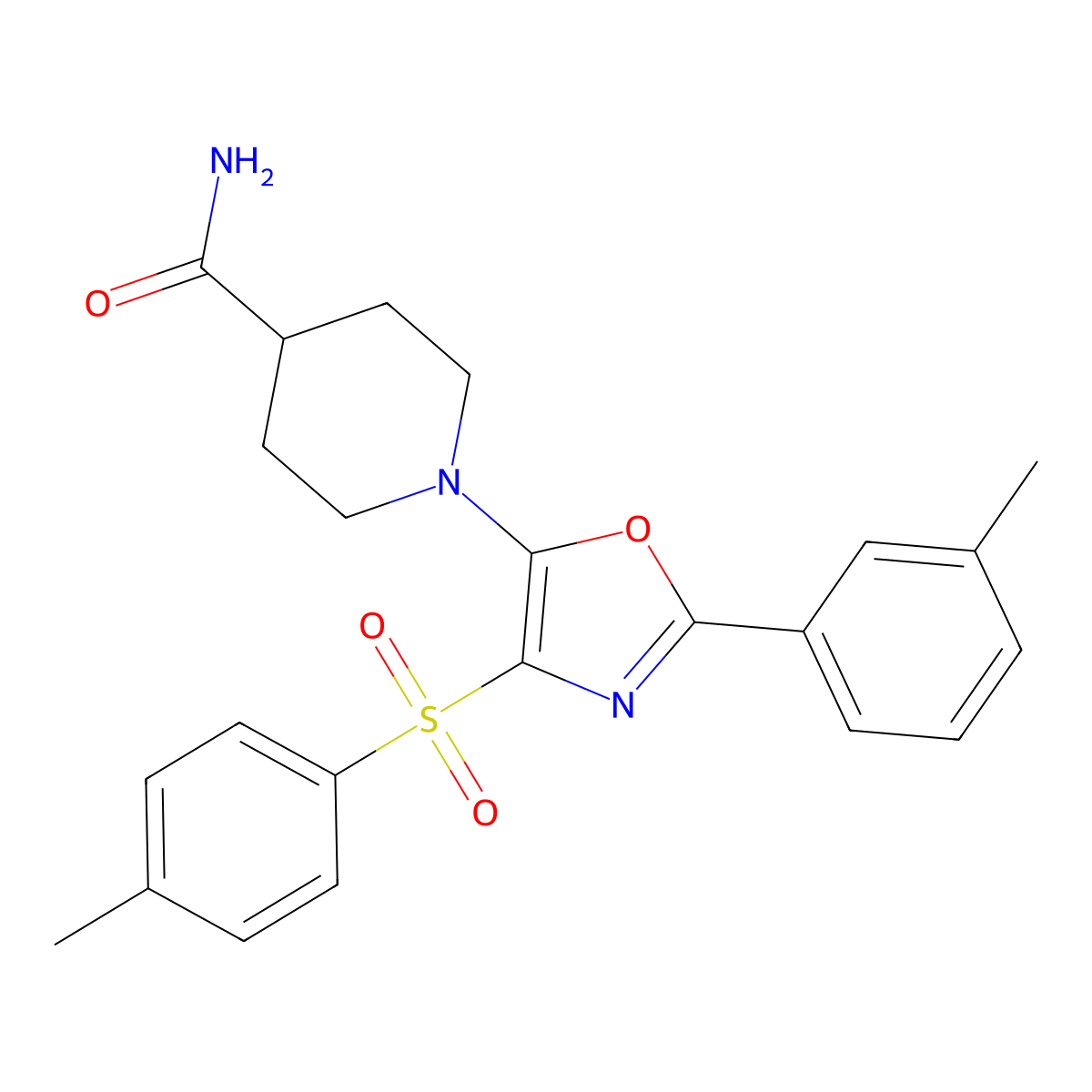 1-(2-(m-Tolyl)-4-tosyloxazol-5-yl)piperidine-4-carboxamide molecular structure, CAS 862763-72-2