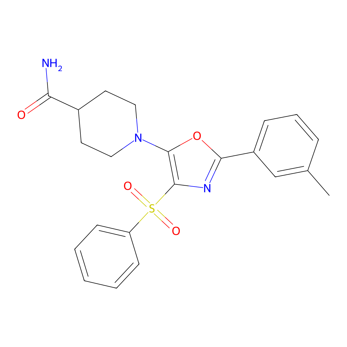 1-(4-(Phenylsulfonyl)-2-(m-tolyl)oxazol-5-yl)piperidine-4-carboxamide molecular structure, CAS 862763-73-3