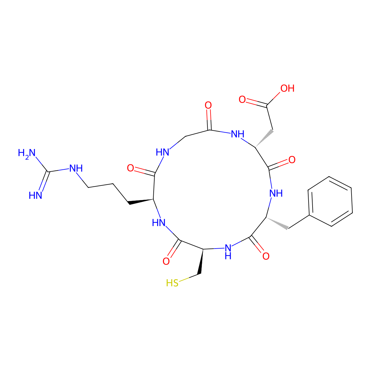 Cyclo(-Arg-Gly-Asp-D-Phe-Cys) molecular structure, CAS 862772-11-0