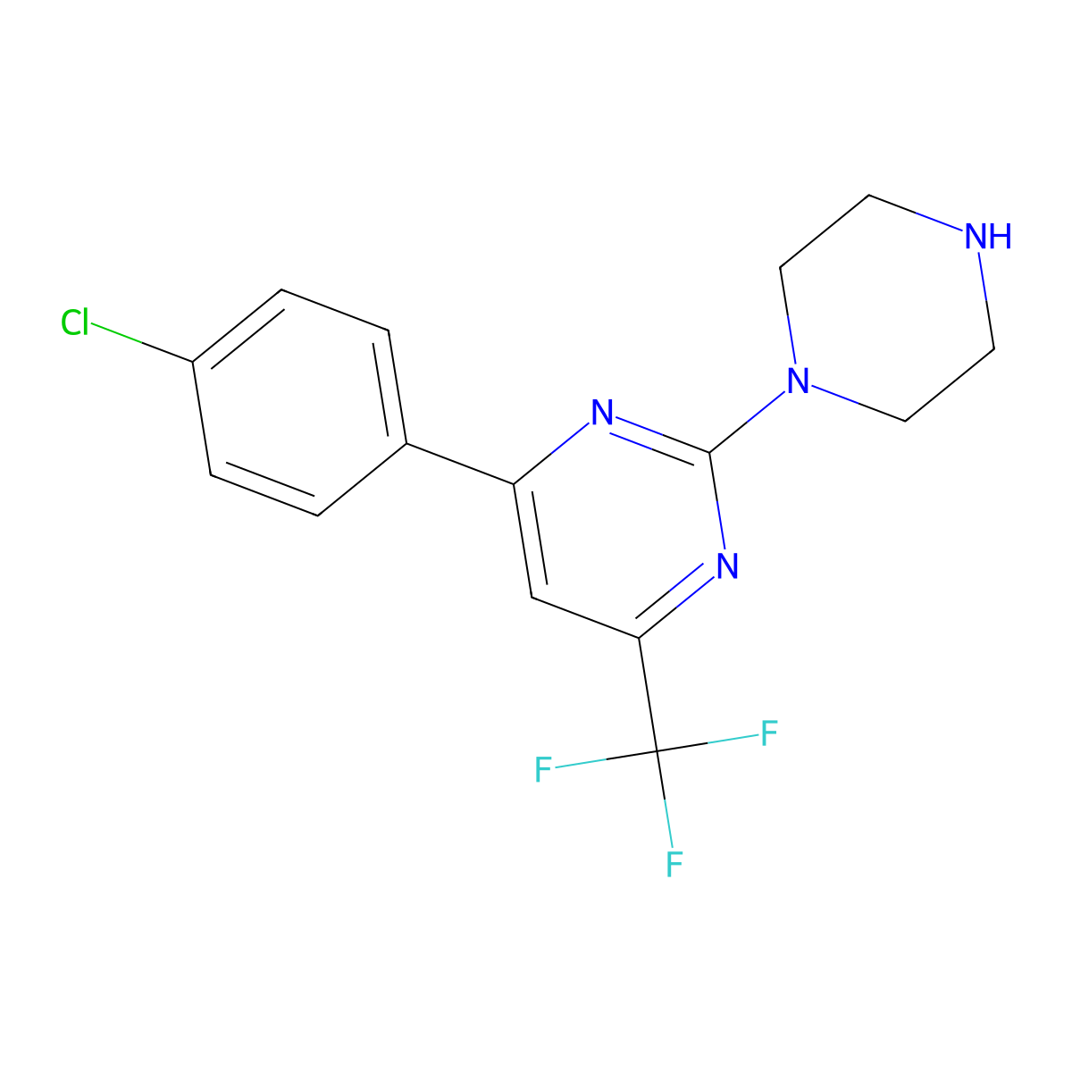 4-(4-Chlorophenyl)-2-(piperazin-1-yl)-6-(trifluoromethyl)pyrimidine molecular structure, CAS 862781-29-1
