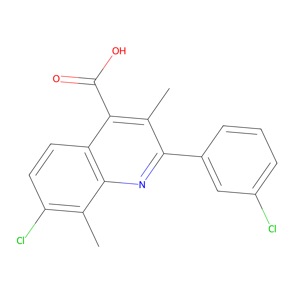 7-Chloro-2-(3-chlorophenyl)-3,8-dimethylquinoline-4-carboxylic acid molecular structure, CAS 862785-61-3