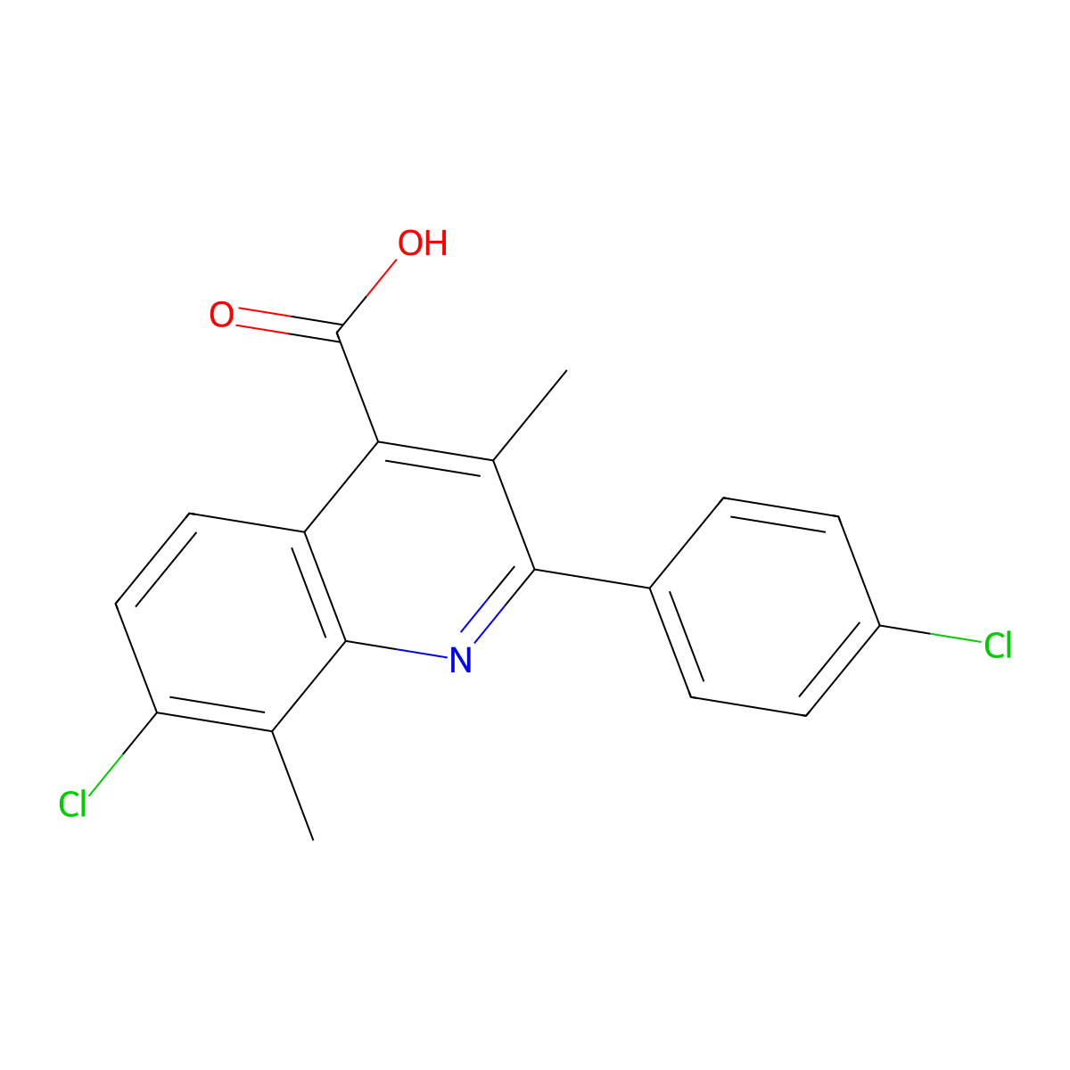 7-Chloro-2-(4-chlorophenyl)-3,8-dimethylquinoline-4-carboxylic acid molecular structure, CAS 862785-62-4