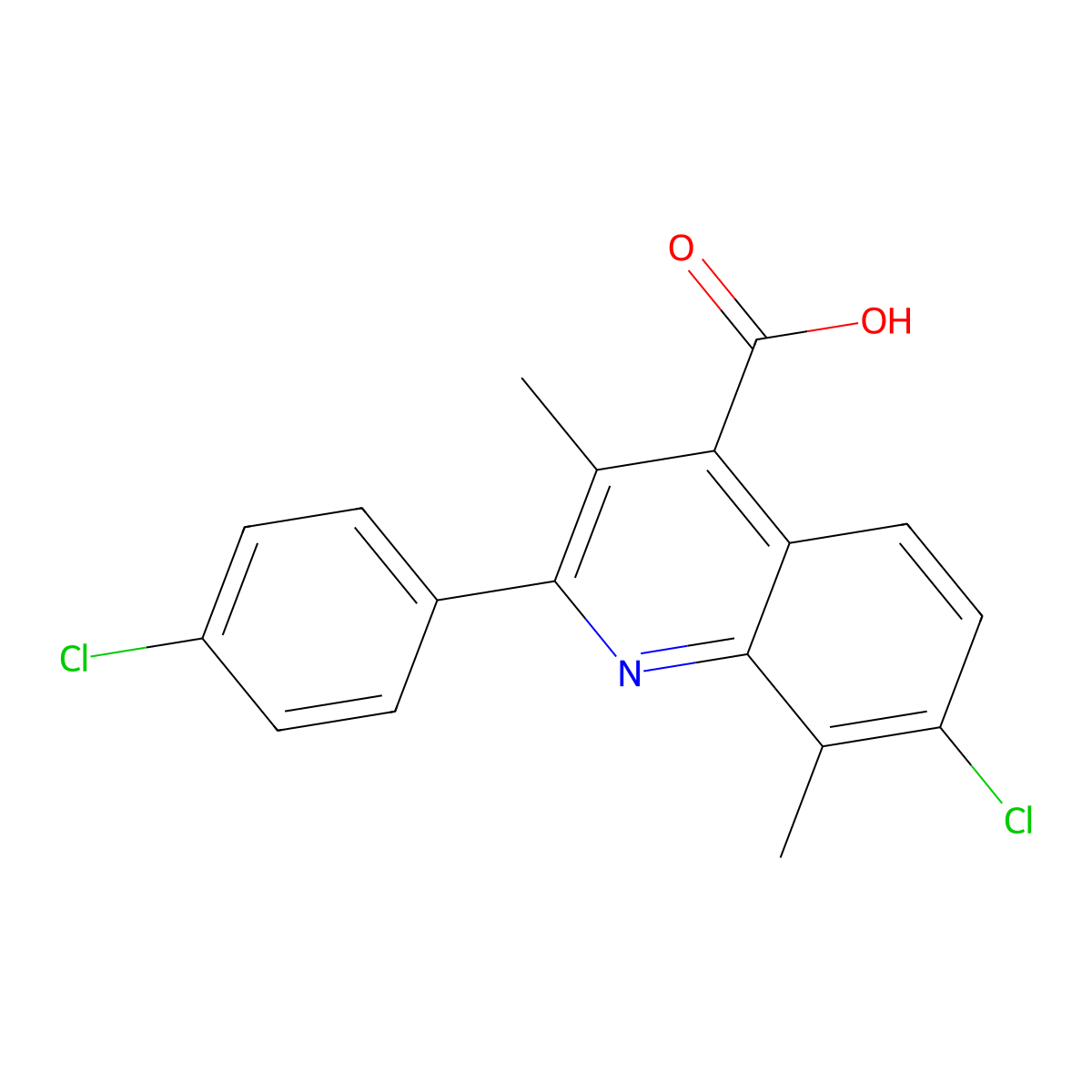 7-Chloro-2-(4-chlorophenyl)-3,8-dimethylquinoline-4-carboxylic acid molecular structure, CAS 862785-62-4