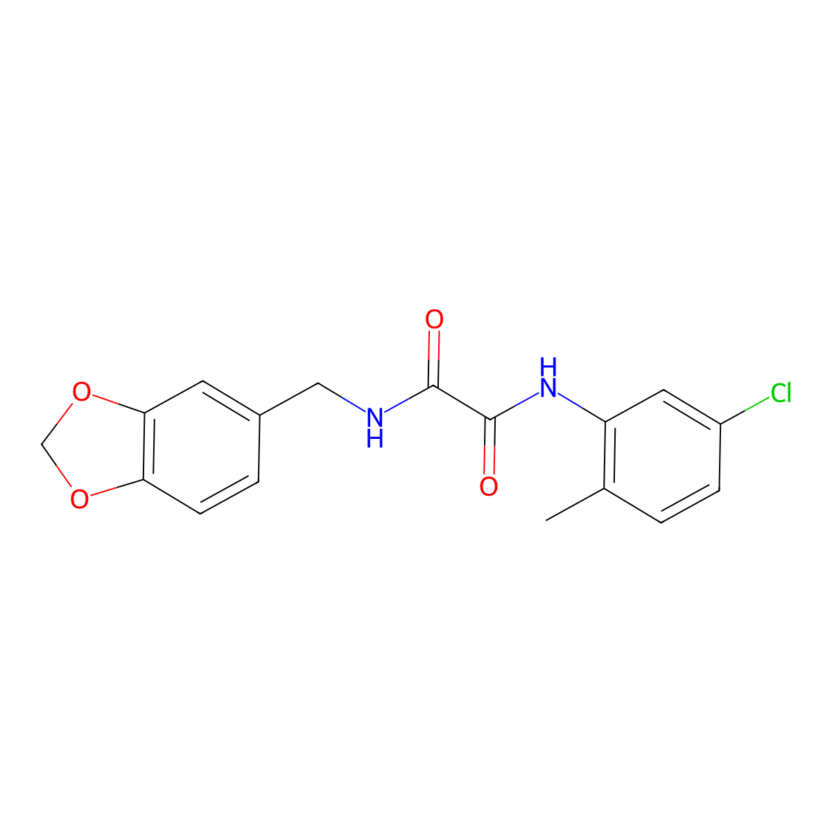 N-(1,3-benzodioxol-5-ylmethyl)-N'-(5-chloro-2-methylphenyl)oxamide molecular structure, CAS 862786-63-8