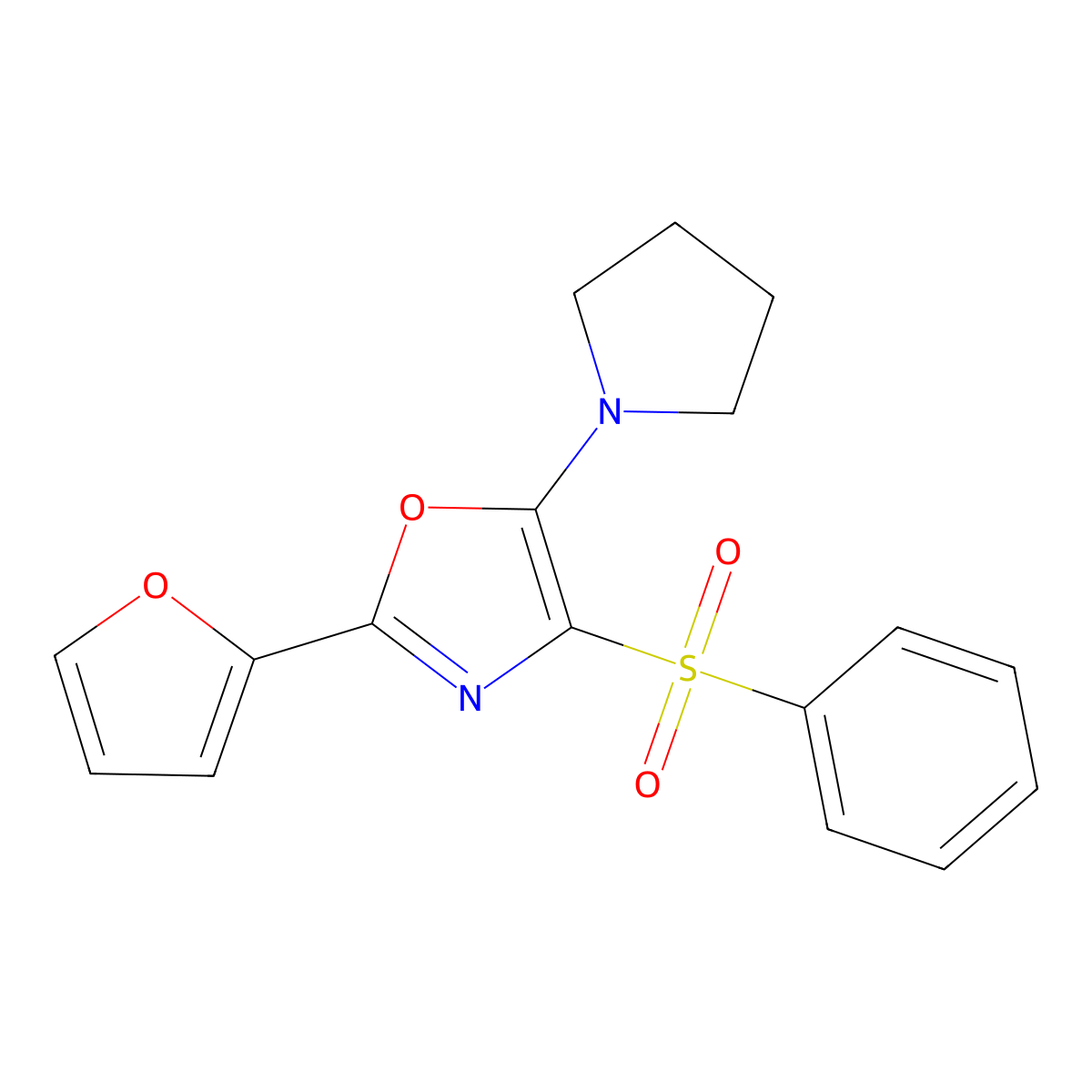 2-(2-Furyl)-4-(phenylsulfonyl)-5-pyrrolidinyl-1,3-oxazole molecular structure, CAS 862793-12-2