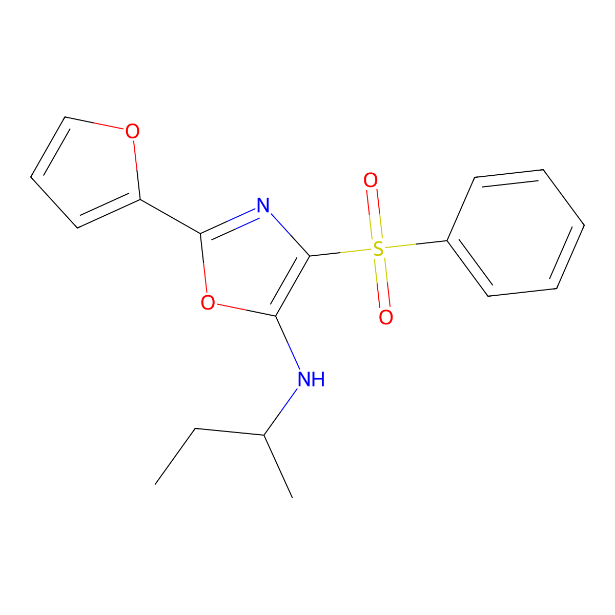 2-(2-Furyl)-5-[(methylpropyl)amino]-4-(phenylsulfonyl)-1,3-oxazole molecular structure, CAS 862793-14-4