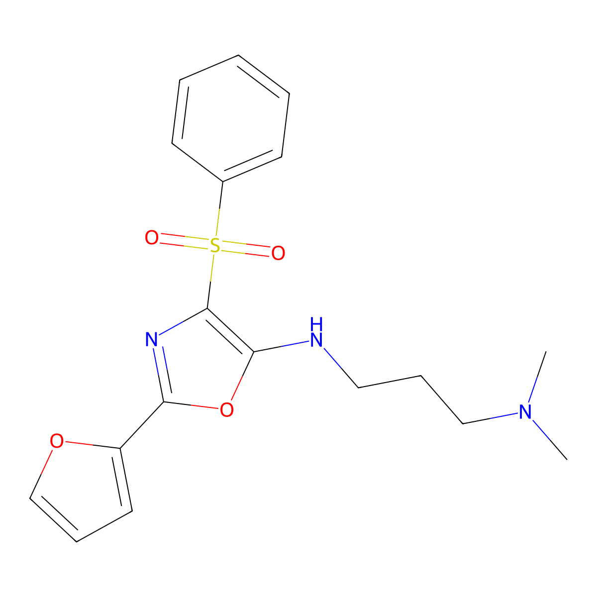 N1-(2-(furan-2-yl)-4-(phenylsulfonyl)oxazol-5-yl)-N3,N3-dimethylpropane-1,3-diamine molecular structure, CAS 862793-16-6