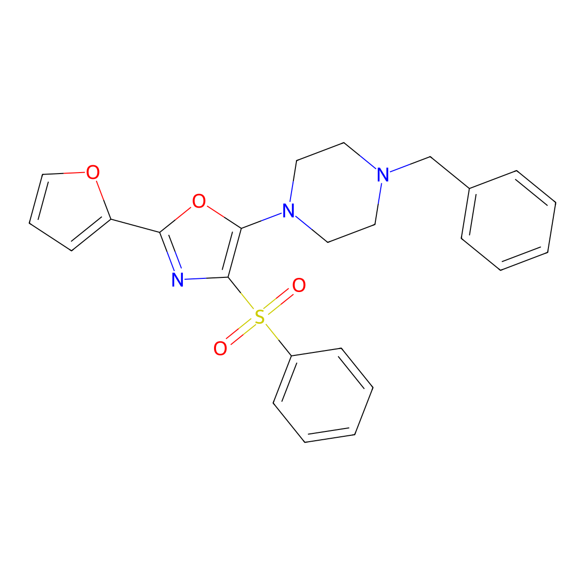 5-(4-Benzylpiperazin-1-yl)-2-(furan-2-yl)-4-(phenylsulfonyl)oxazole molecular structure, CAS 862793-19-9