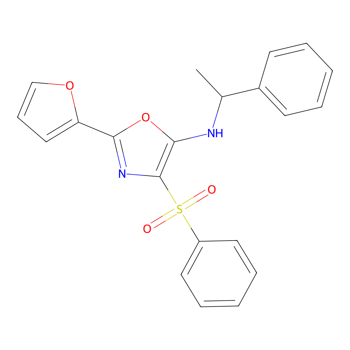 2-(furan-2-yl)-N-(1-phenylethyl)-4-(phenylsulfonyl)-1,3-oxazol-5-amine molecular structure, CAS 862793-22-4