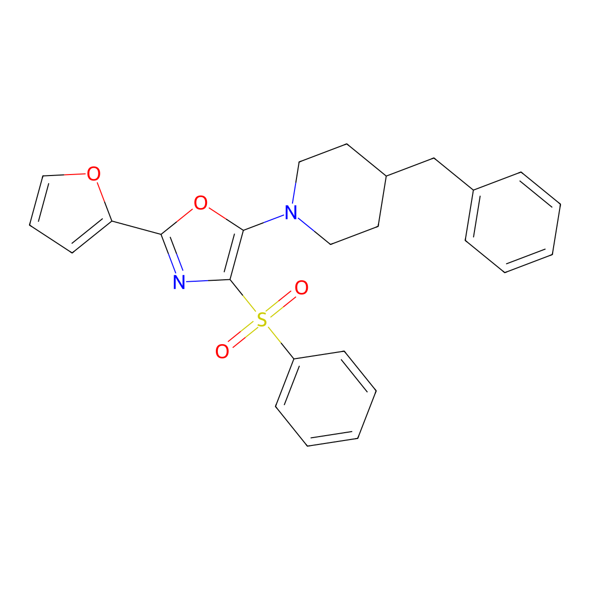 5-(4-Benzylpiperidin-1-yl)-2-(furan-2-yl)-4-(phenylsulfonyl)oxazole molecular structure, CAS 862793-24-6