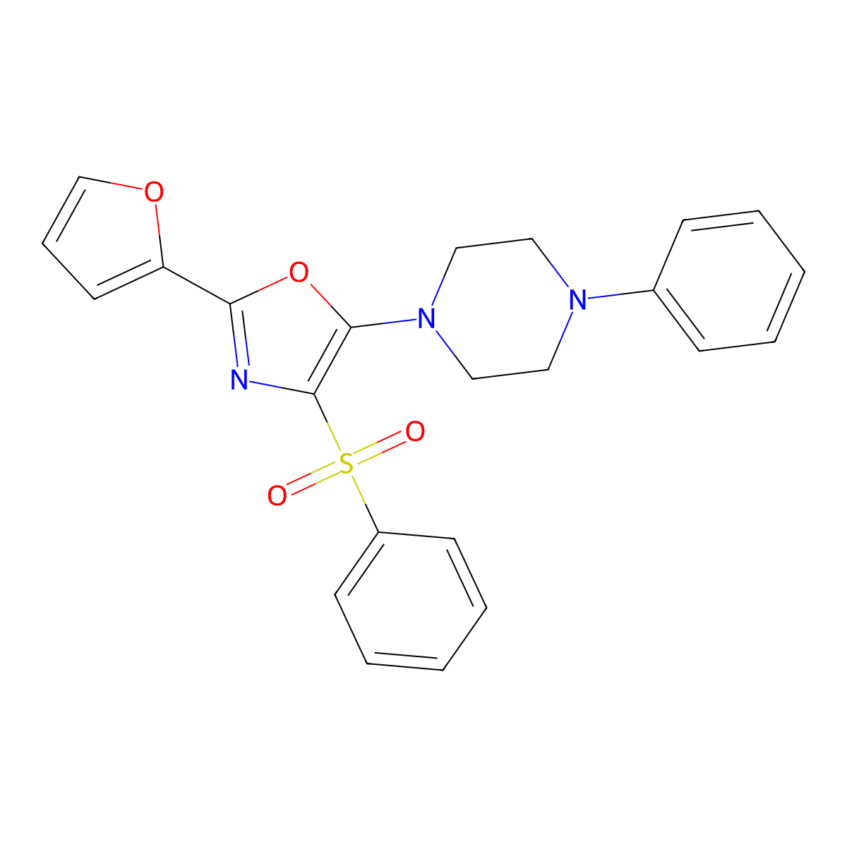 1-[2-(Furan-2-yl)-4-(phenylsulfonyl)-1,3-oxazol-5-yl]-4-phenylpiperazine molecular structure, CAS 862793-26-8